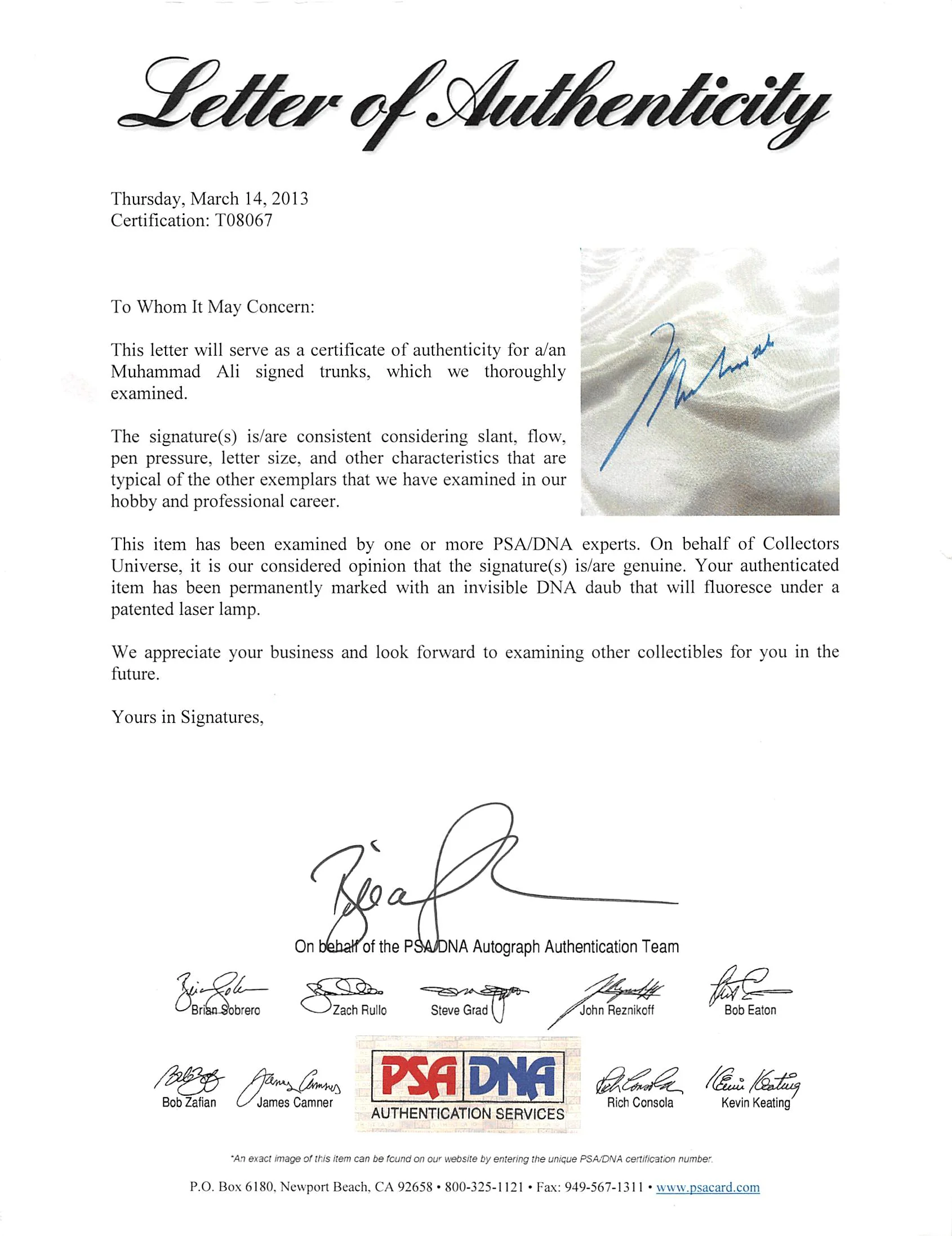 Muhammad Ali Authentic Signed White Everlast Boxing Trunks PSA/DNA #T08067 - Image 6