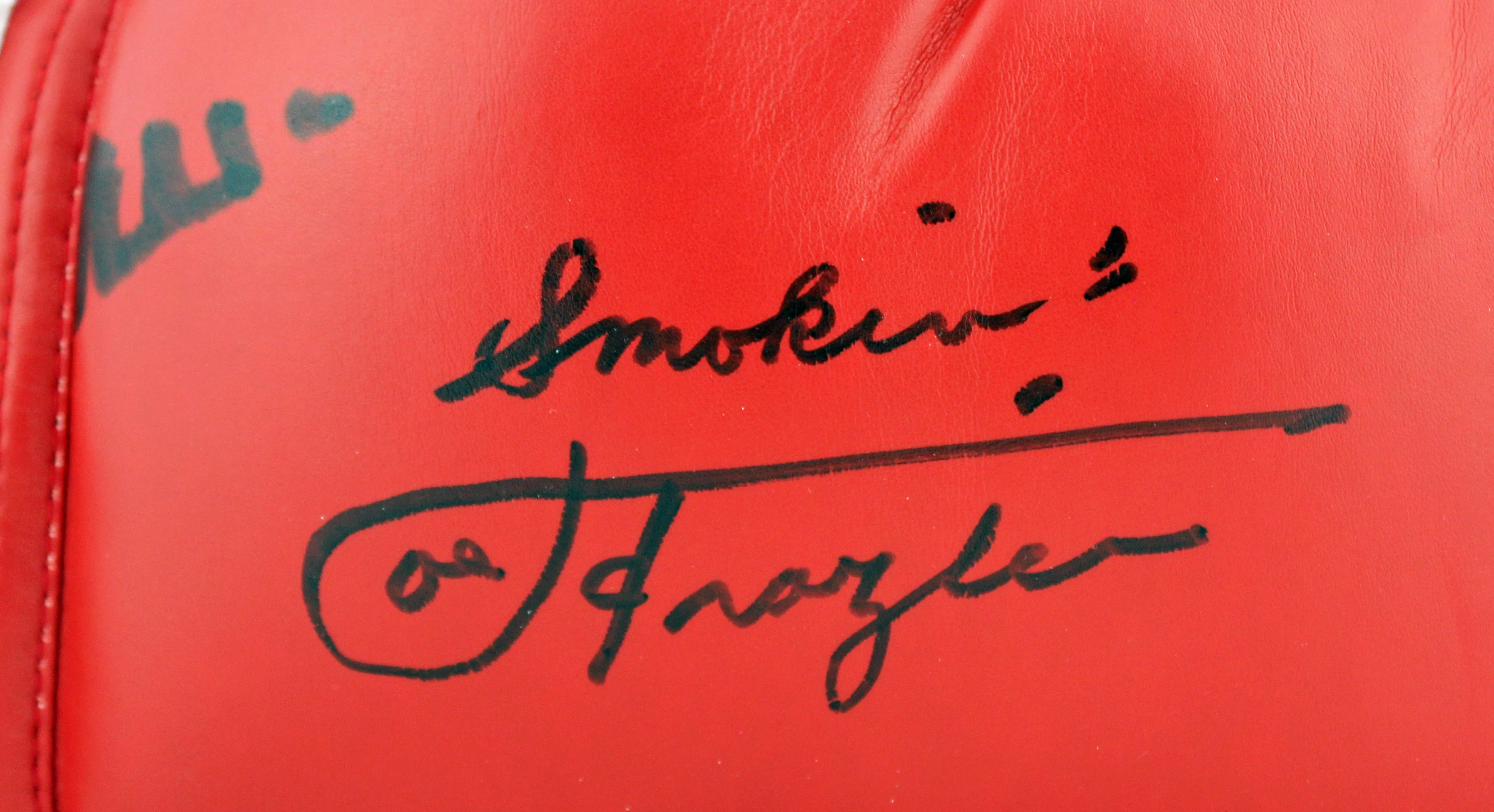 Muhammad Ali & Joe Frazier Signed Red Everlast Boxing Glove PSA/DNA #6A62548 - Image 3