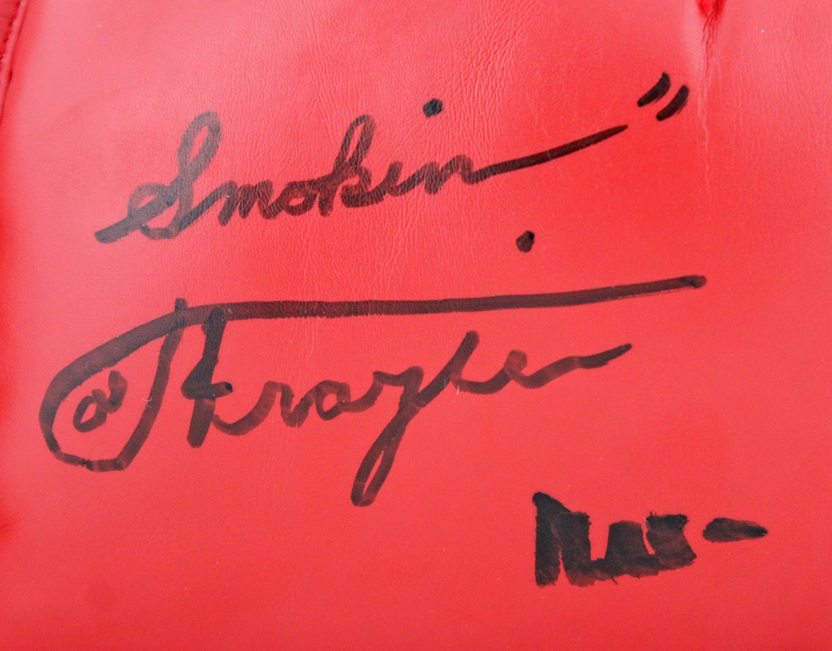 Muhammad Ali & Joe Frazier Signed Red Everlast Boxing Glove PSA/DNA #7A02081 - Image 3
