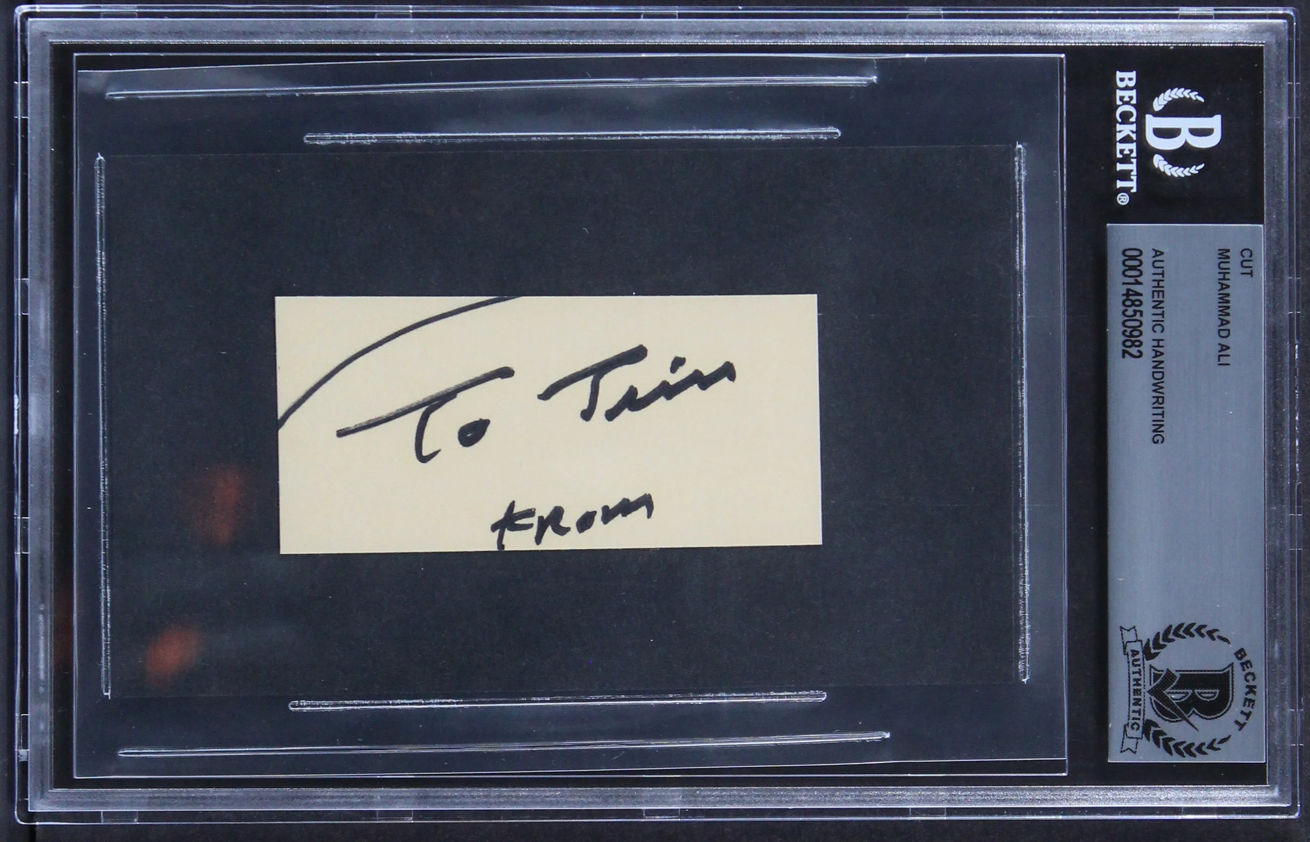 Muhammad Ali "To Tim From" 1.35x3 Hand Writing Sample BAS Slabbed - Image 2