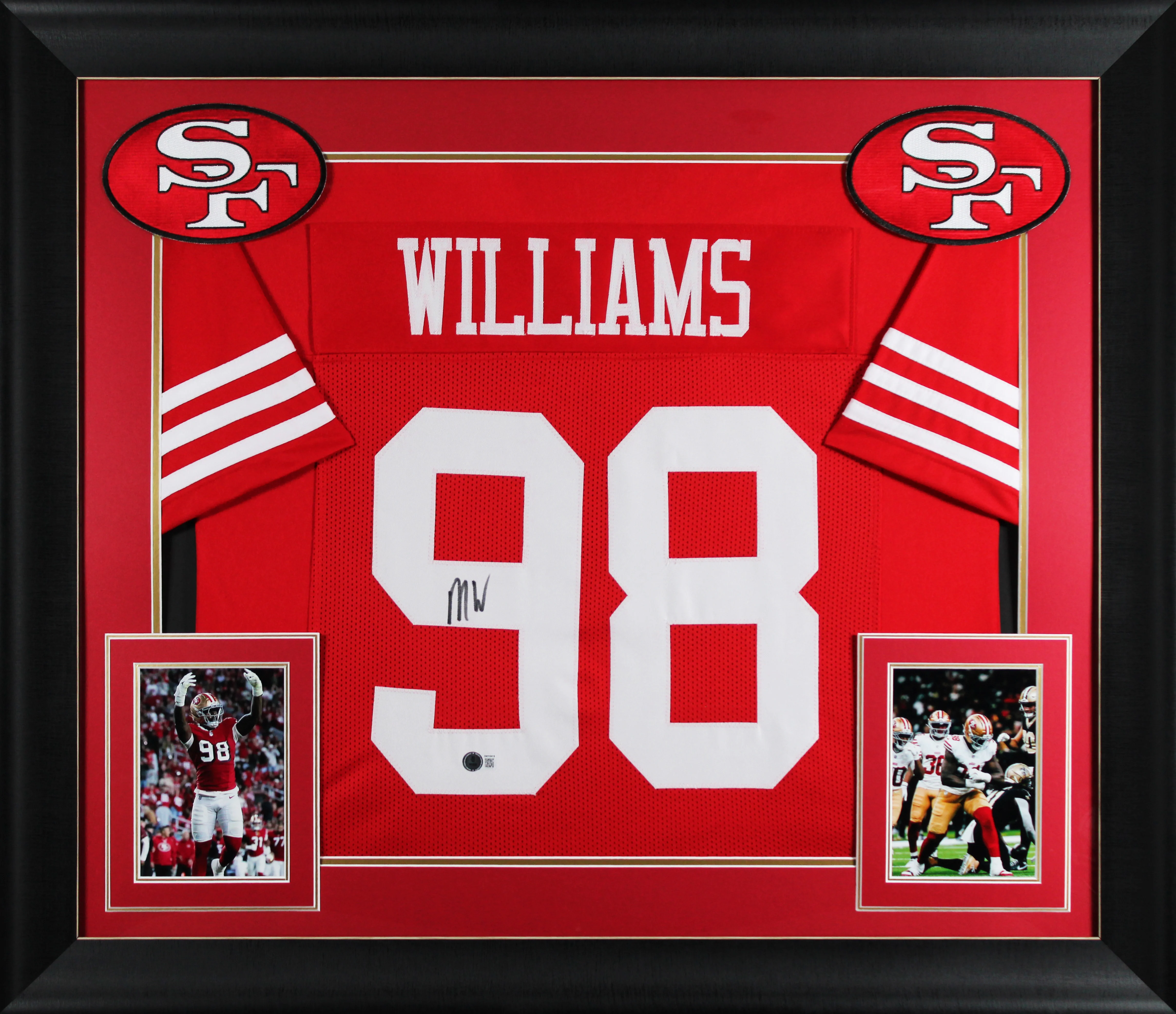 Mykel Williams Authentic Signed Red Pro Style Framed Jersey BAS Witnessed - Image 2