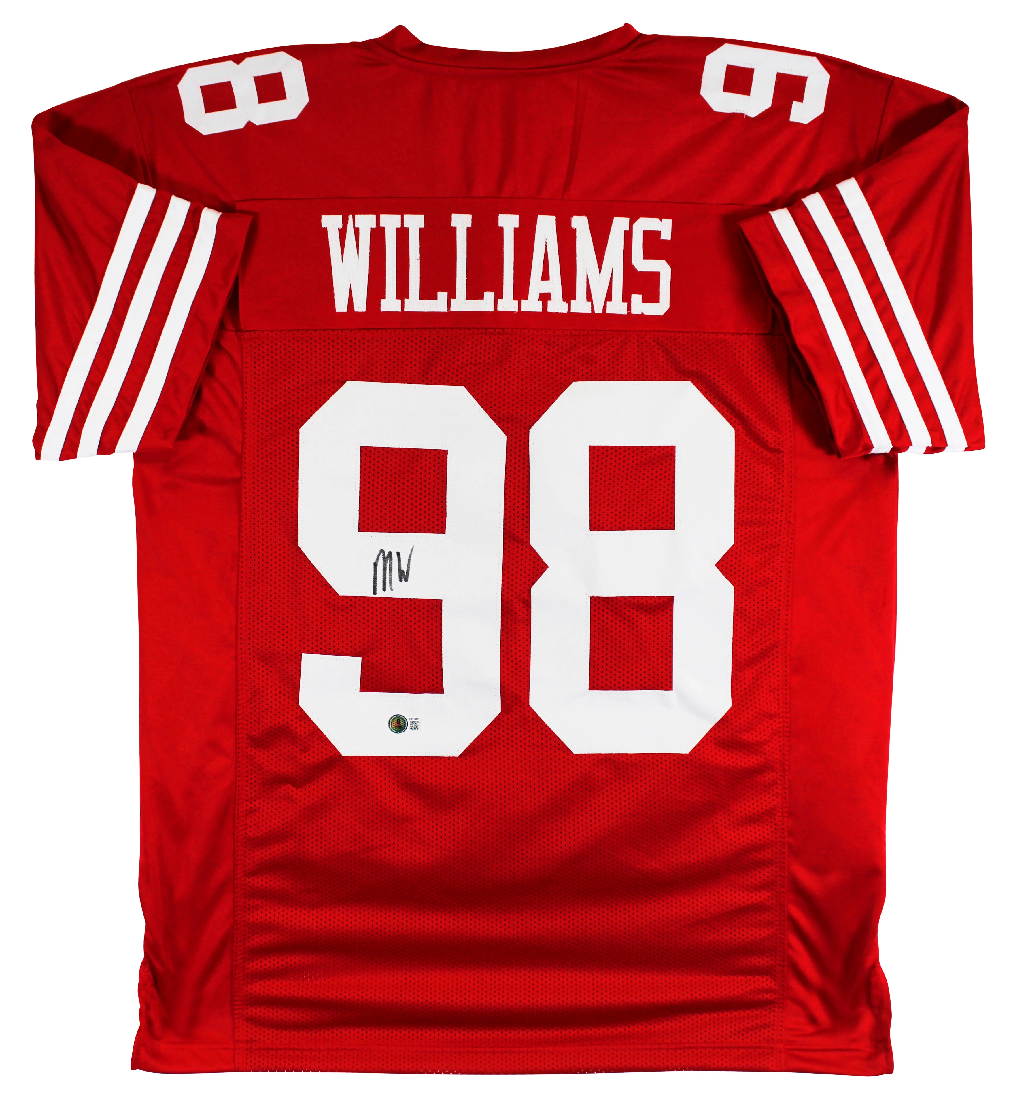Mykel Williams Authentic Signed Red Pro Style Jersey Autographed BAS Witnessed - Image 2