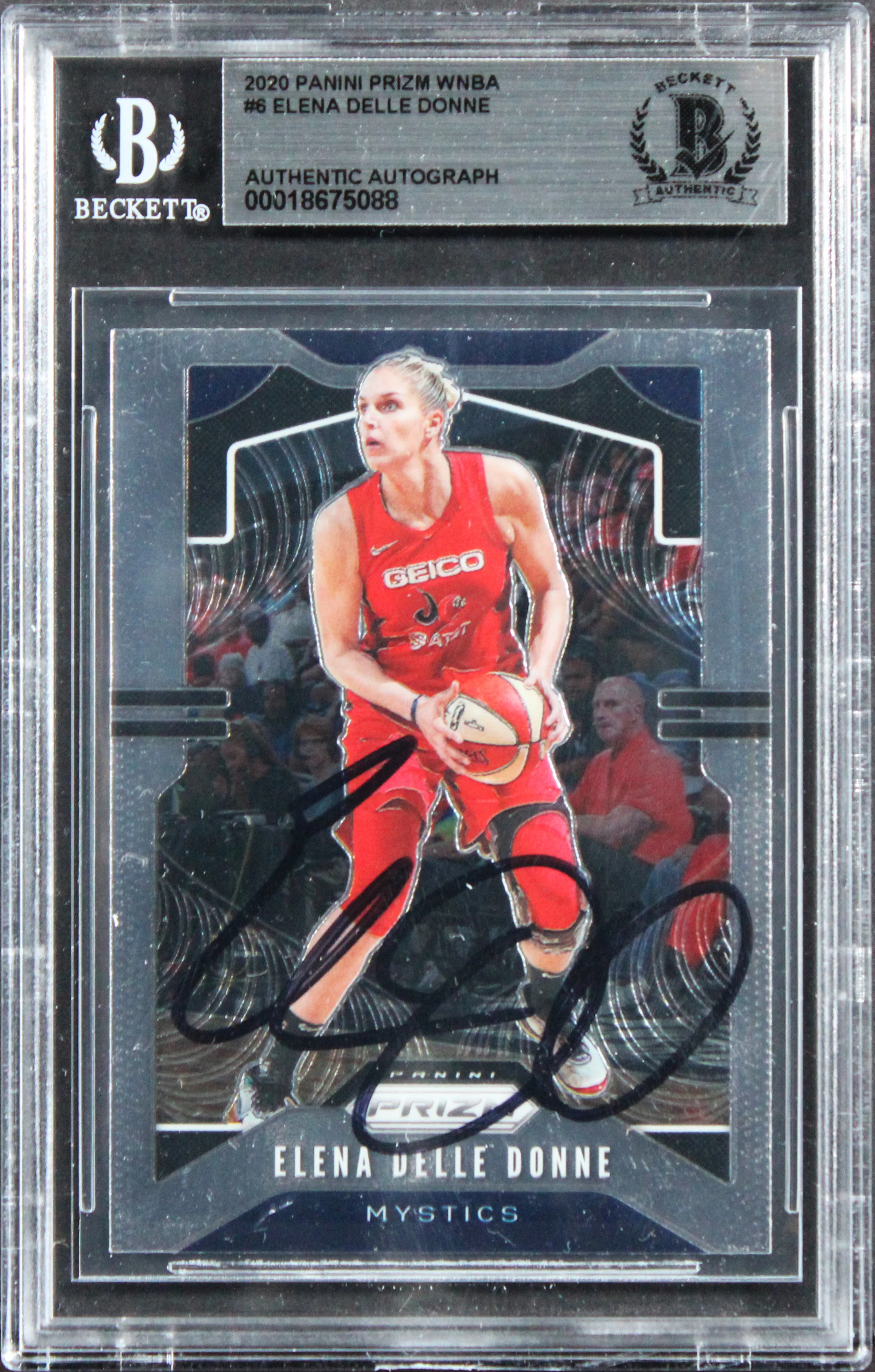 Mystics Elena Delle Donne Signed 2020 Panini Prizm WNBA #6 Card BAS Slabbed 2 - Image 2