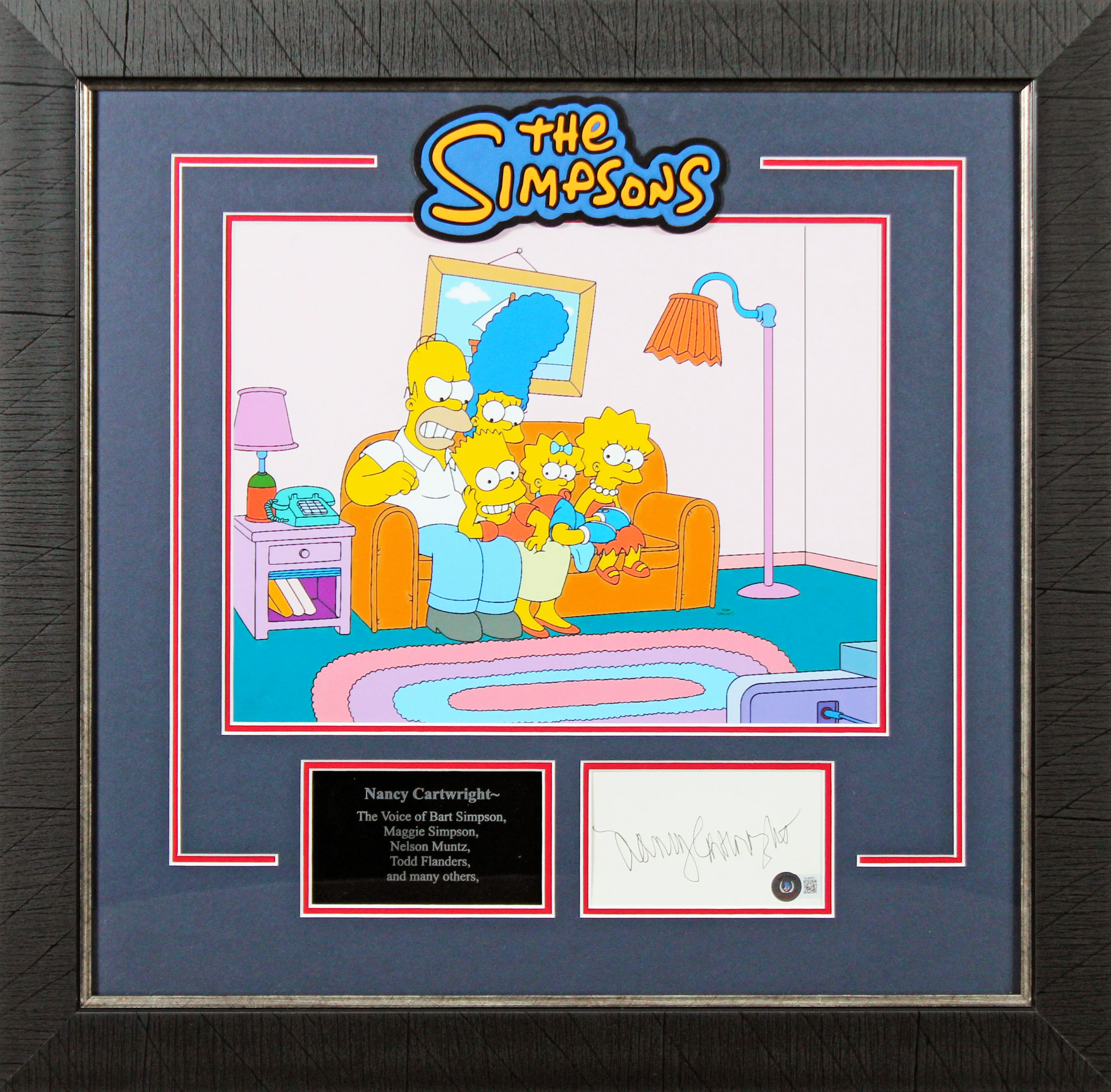 Nancy Cartwright The Simpsons Signed & Framed 3x5 Index Card Autographed BAS - Image 2