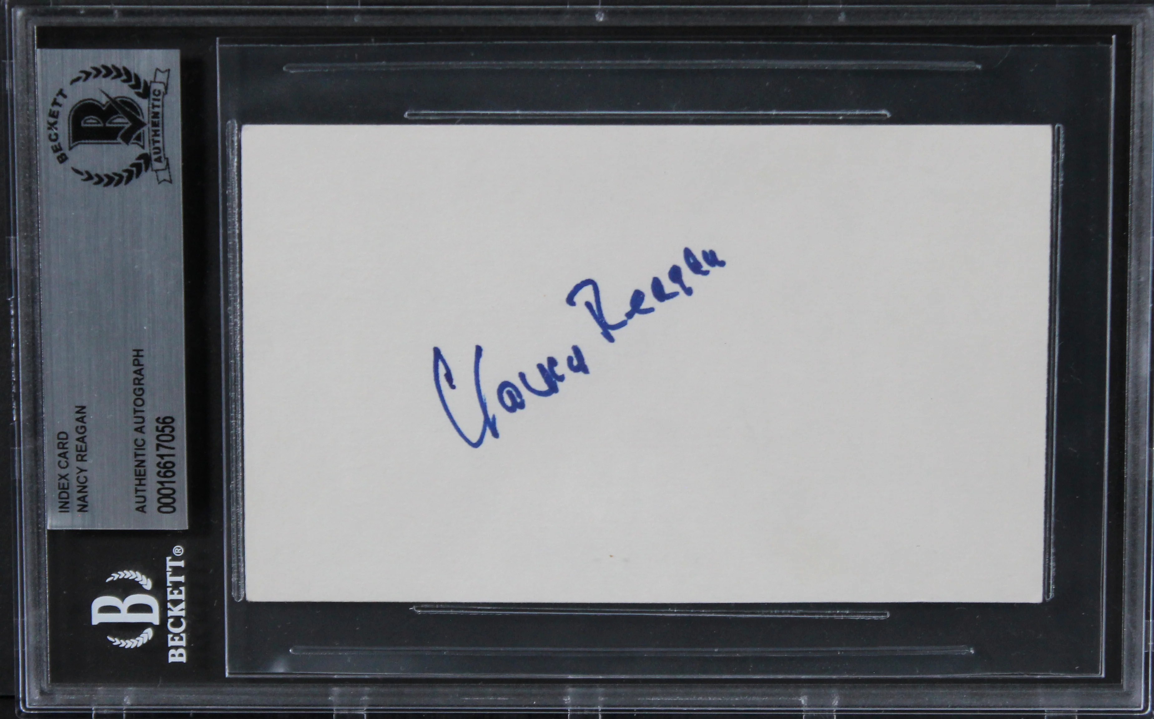 Nancy Reagan First Lady Authentic Signed 3x5 Index Card Autographed BAS Slabbed - Image 2