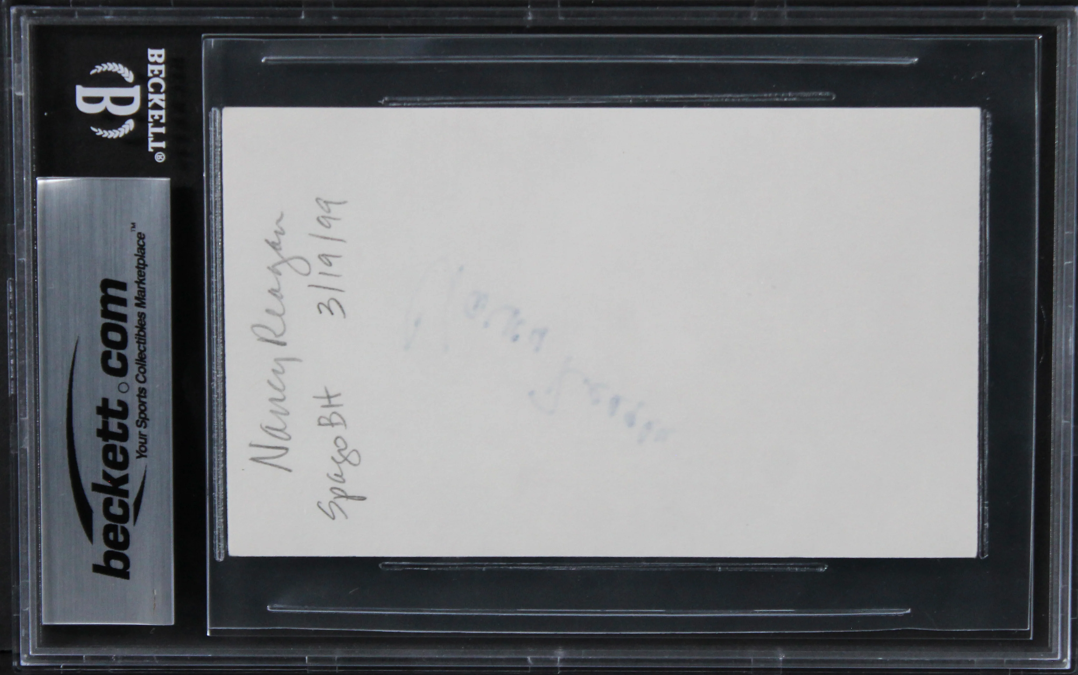 Nancy Reagan First Lady Authentic Signed 3x5 Index Card Autographed BAS Slabbed - Image 3