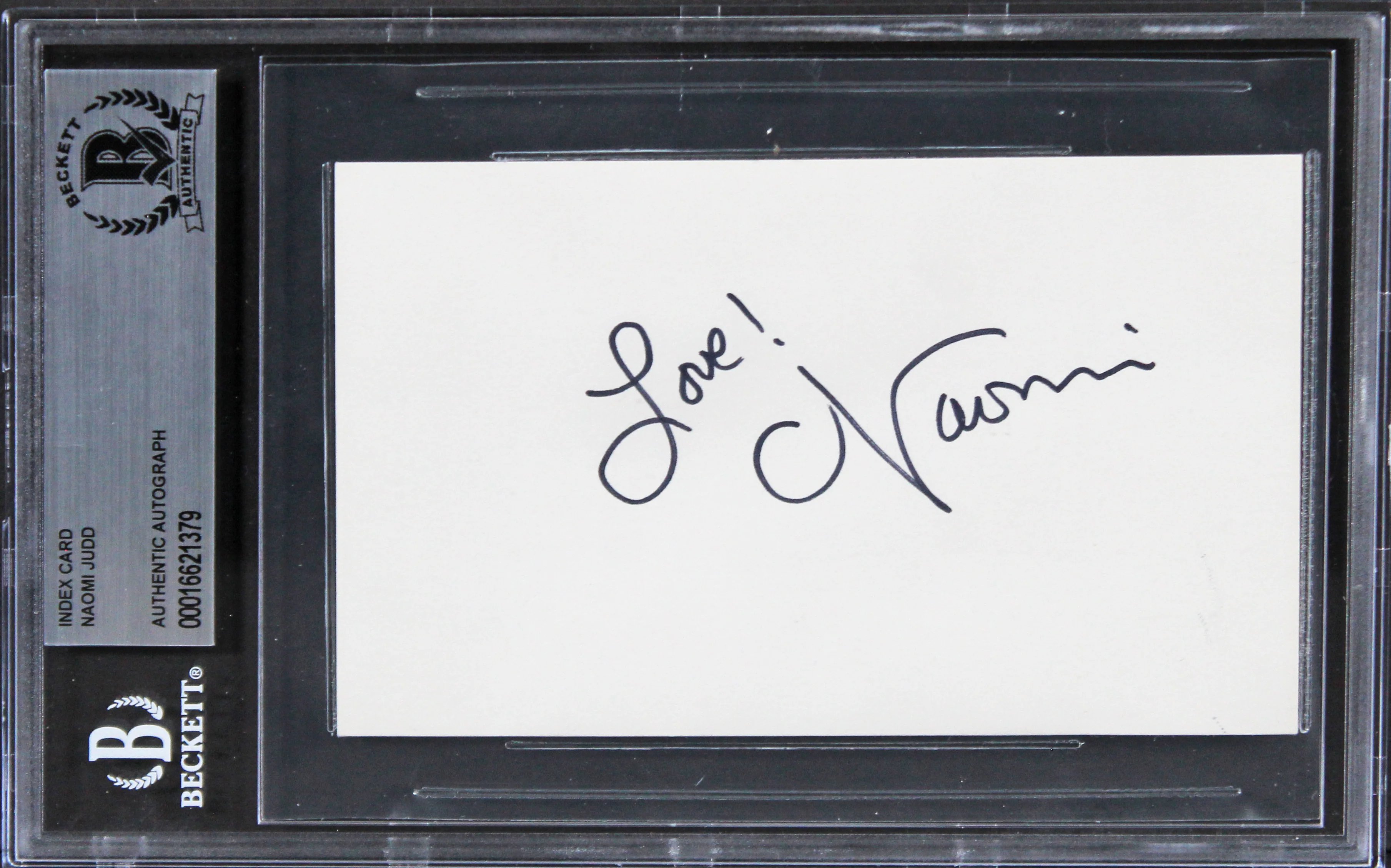 Naomi Judd Someone Like You "Love" Authentic Signed 3x5 Index Card BAS Slabbed - Image 2