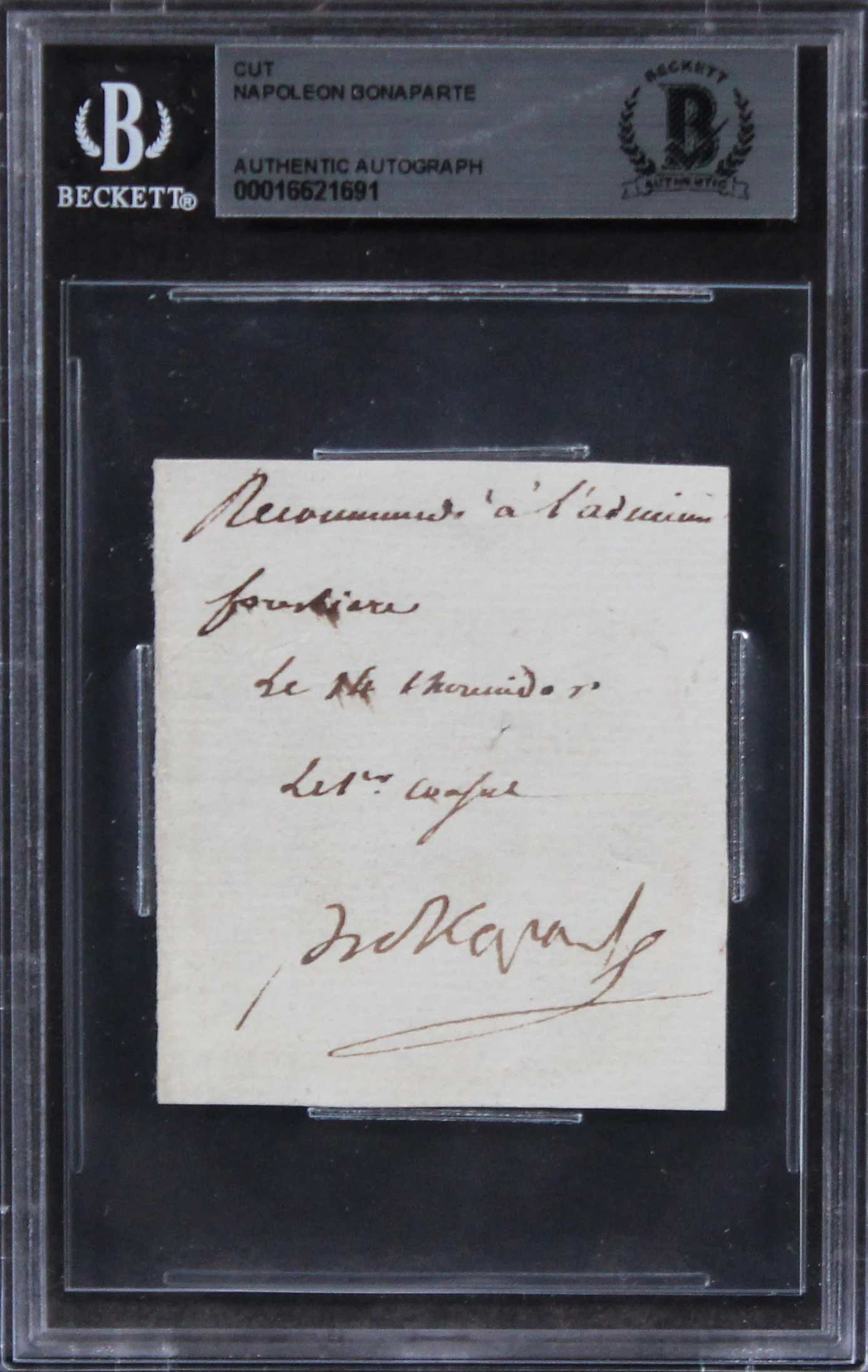 Napoleon Bonaparte Authentic Signed 2.15x2.35 Cut Signature BAS Slabbed - Image 2