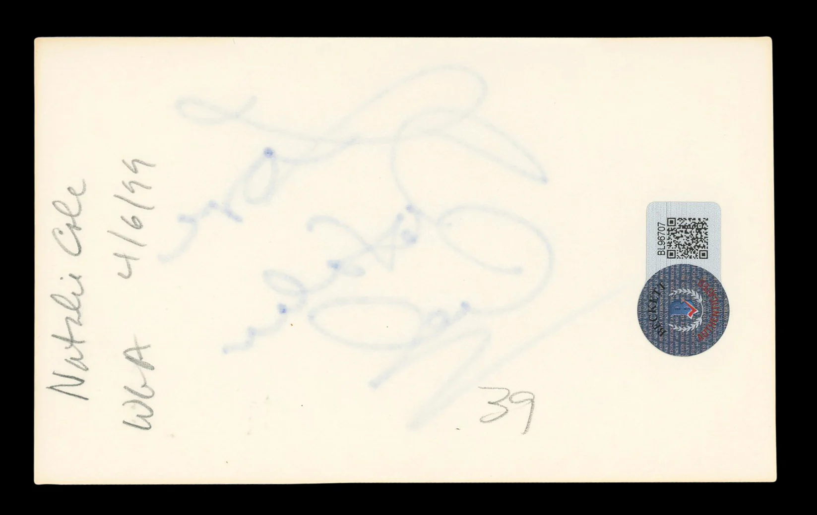Natalie Cole "Love" Authentic Signed 3x5 Index Card Autographed BAS #BL96707 - Image 3