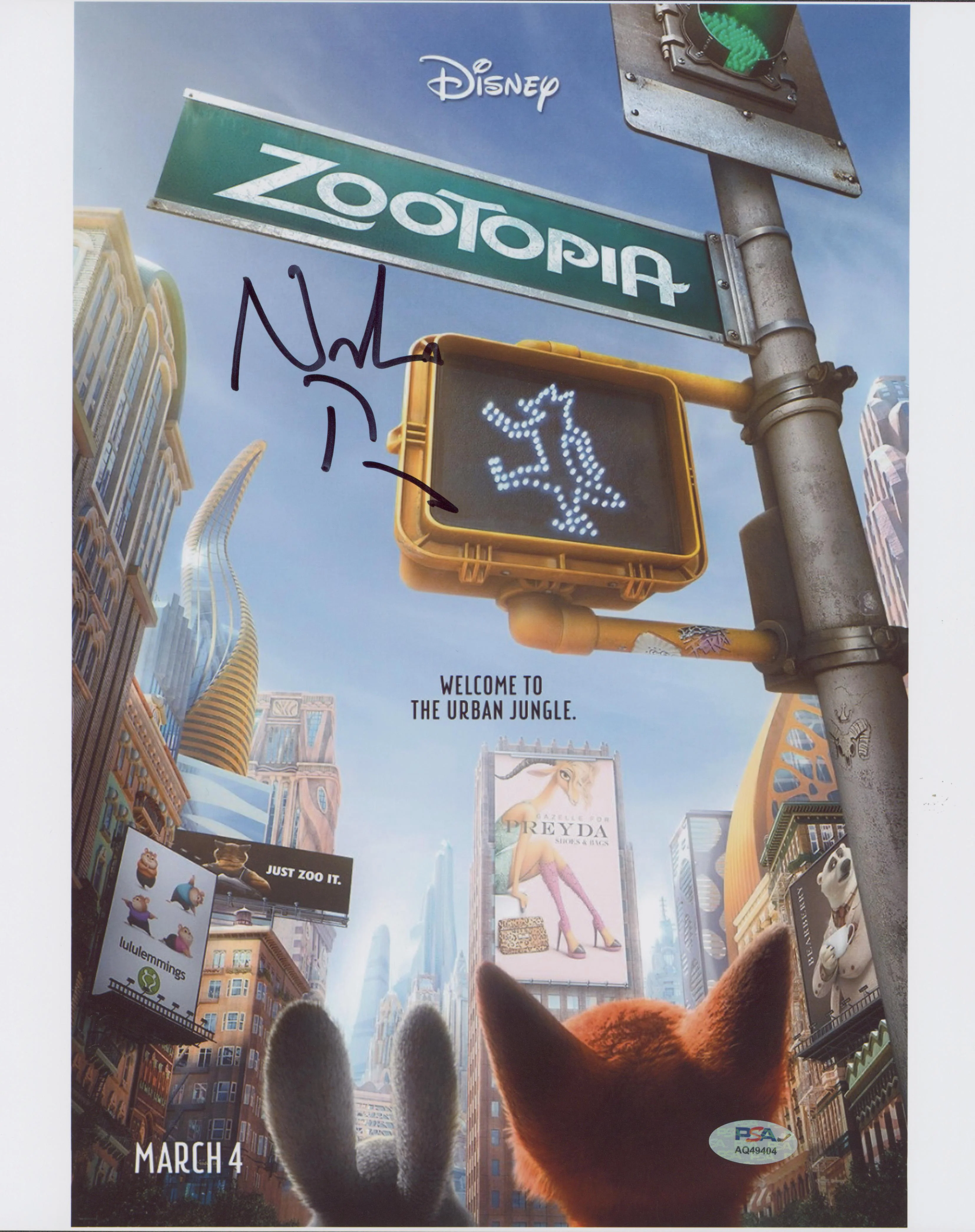 Nate Torrence Zootopia Authentic Signed 11x14 Vertical Photo PSA/DNA #AQ49404 - Image 2