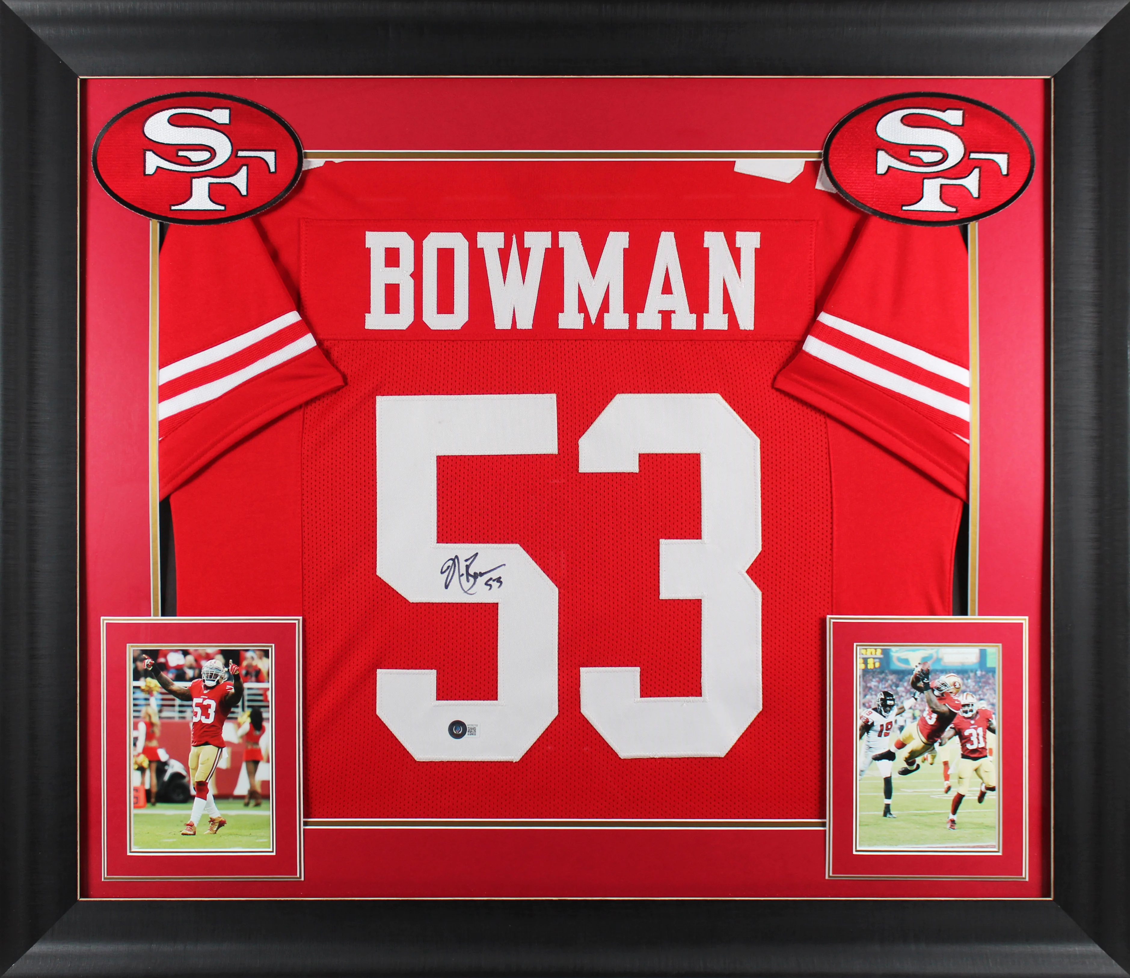 Navorro Bowman Authentic Signed Red Pro Style Framed Jersey BAS - Image 2