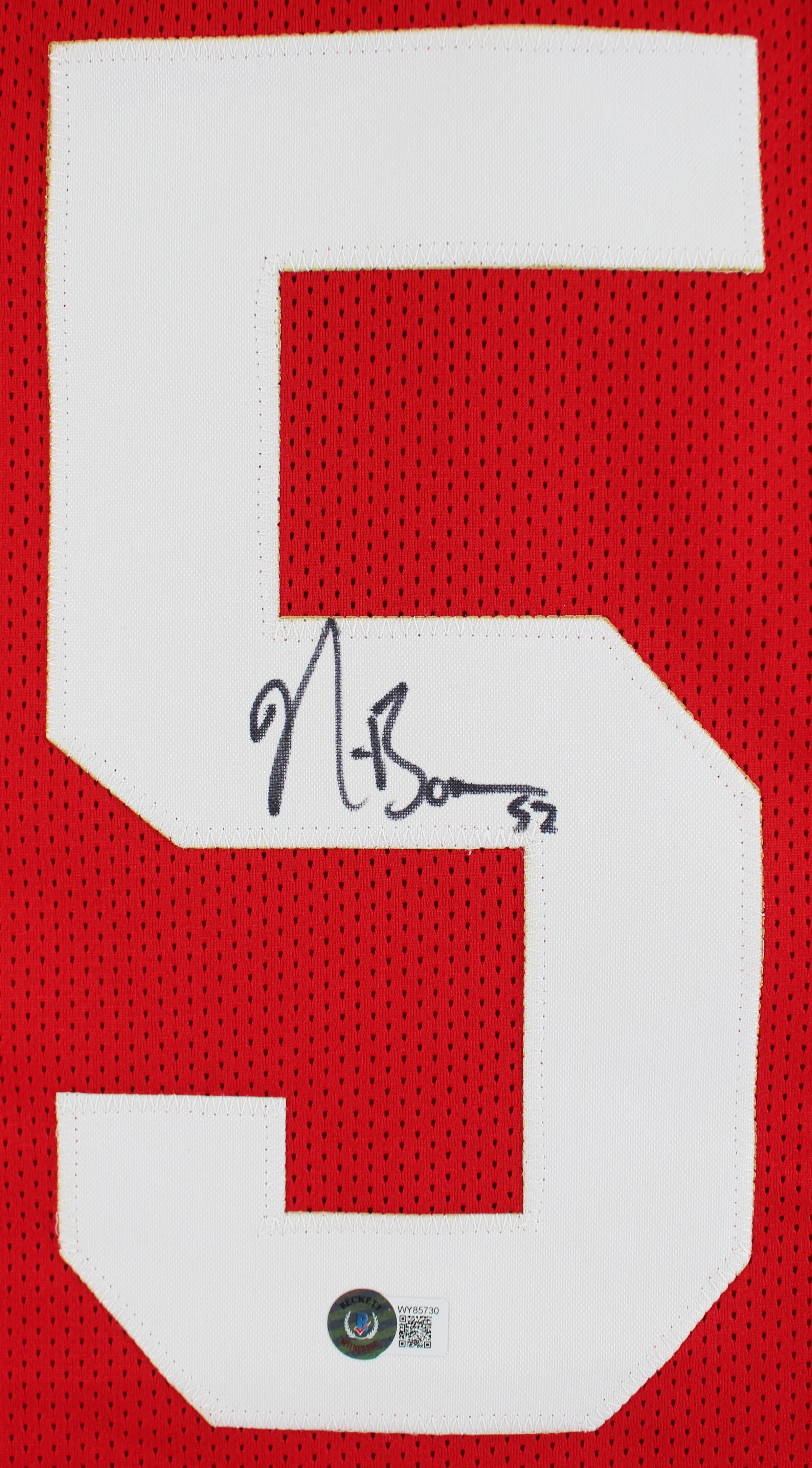 Navorro Bowman Authentic Signed Red Pro Style Jersey Autographed BAS - Image 3