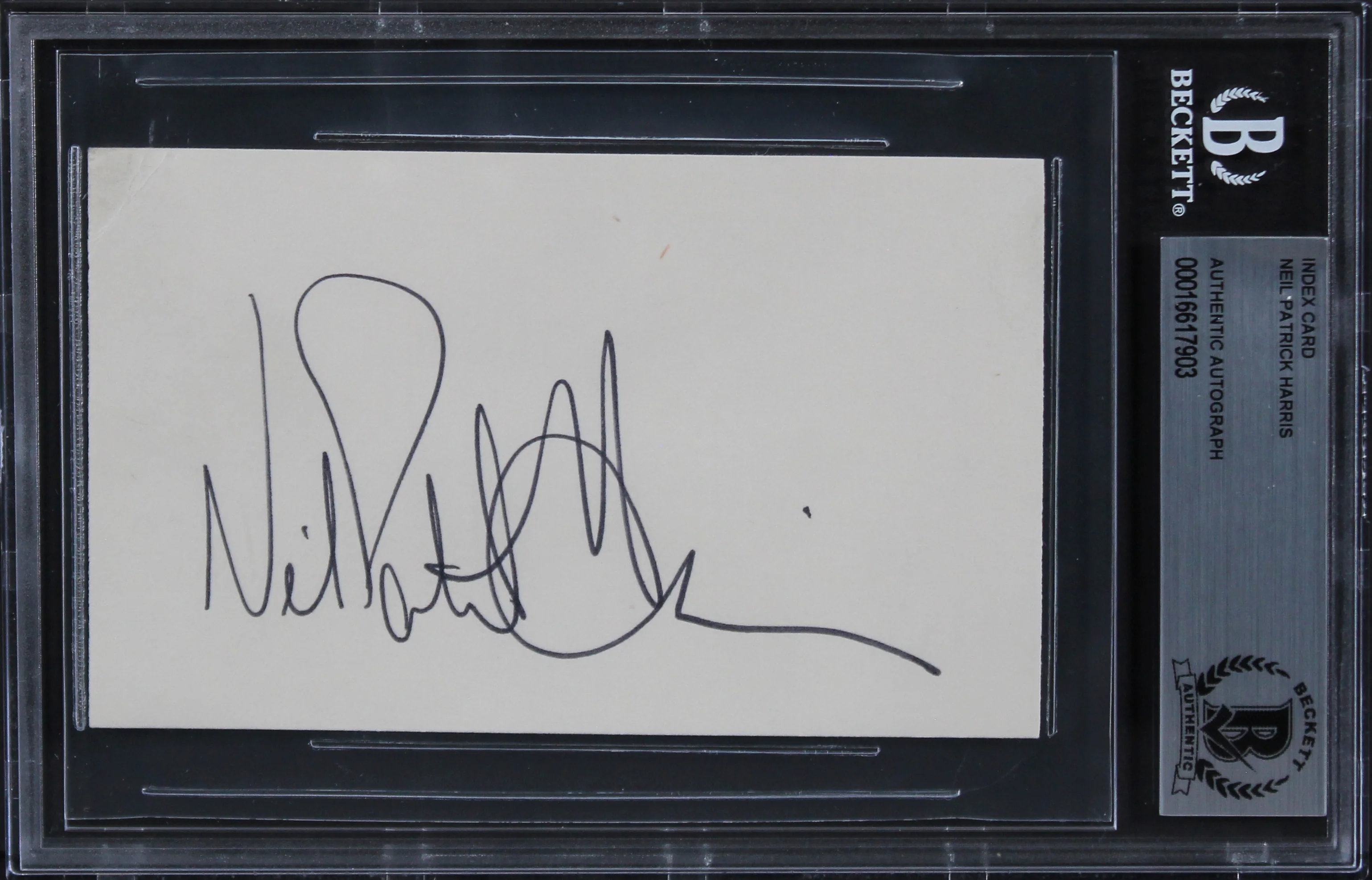 Neil Patrick Harris How I Met Your Mother Signed 3x5 Index Card BAS Slabbed 3