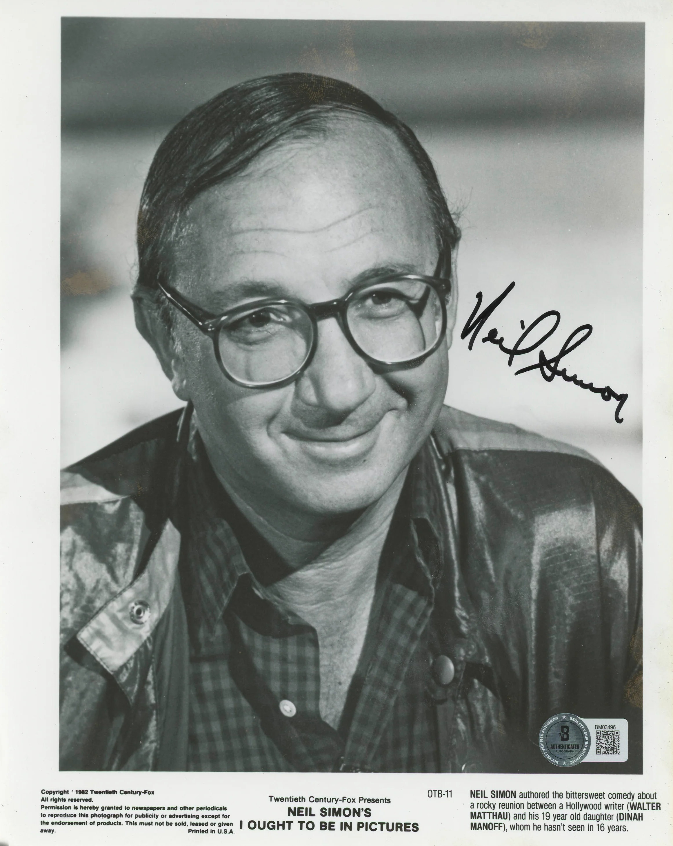 Neil Simon The Odd Couple Authentic Signed 8x10 Photo Autographed BAS #BM03496 - Image 2