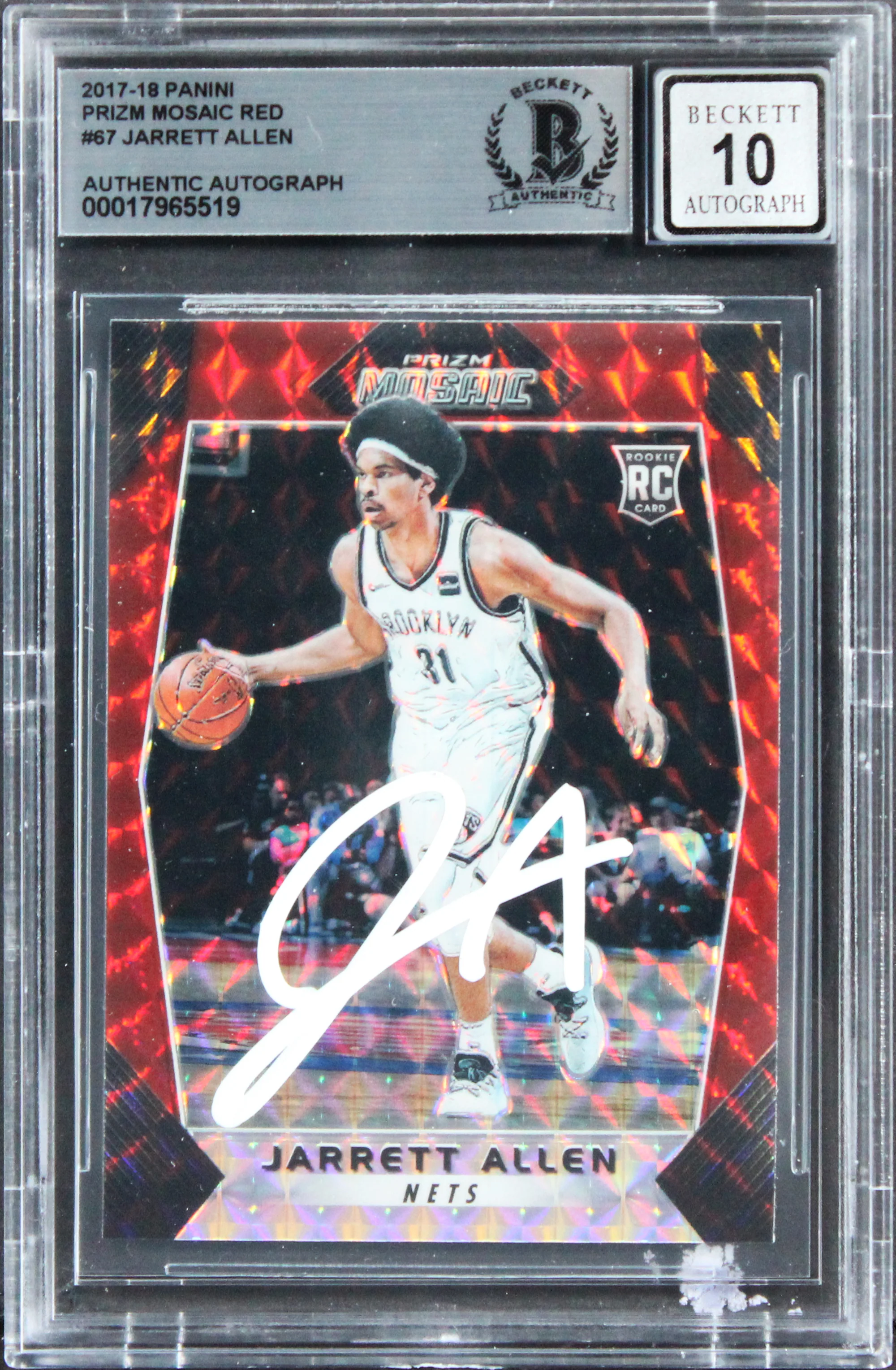 Nets Jarrett Allen Signed 2017 Panini Prizm MR #67 Rookie Card Auto 10! BAS Slab - Image 2