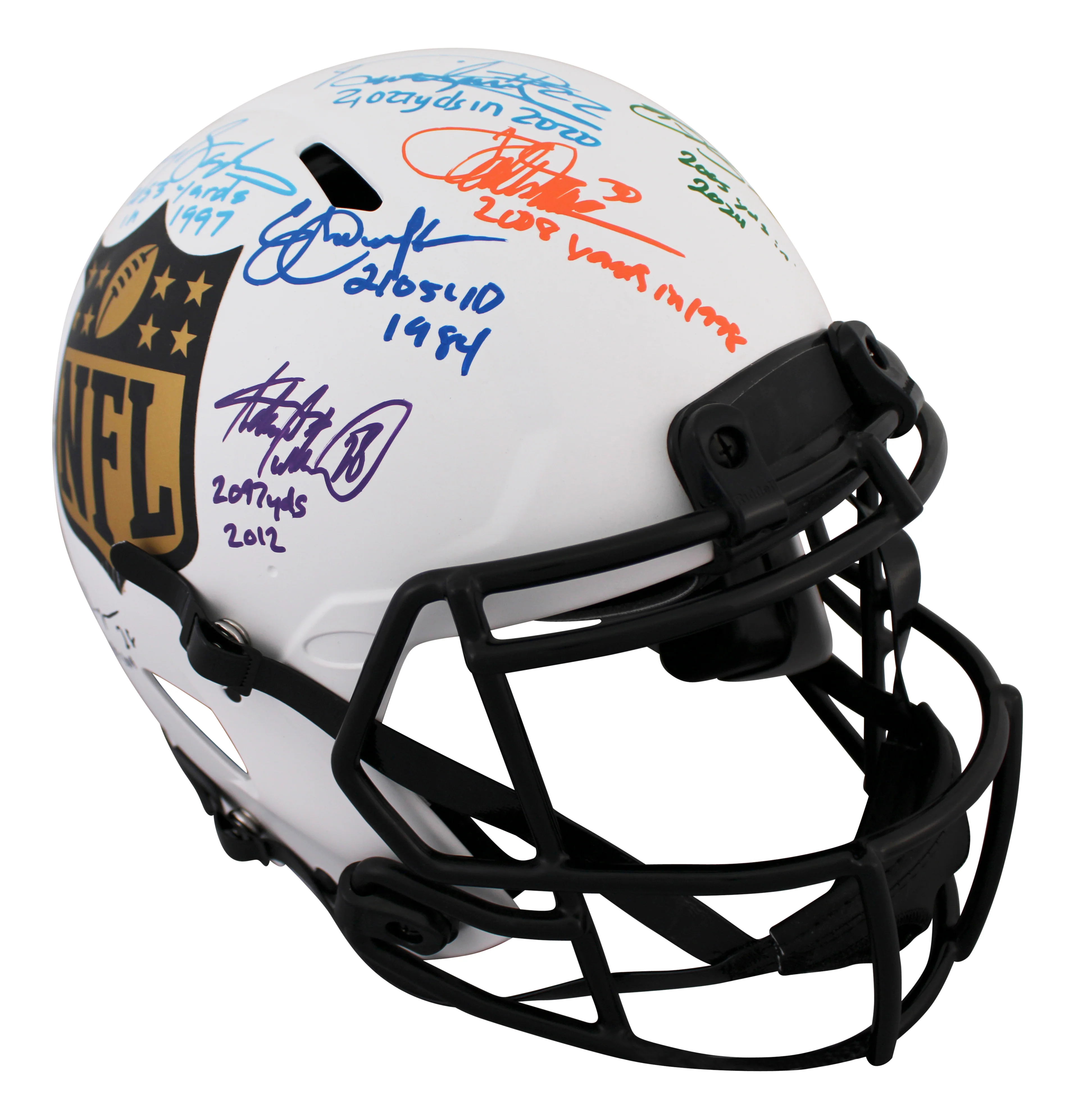 NFL 2k Rushers (9) Peterson, Sanders +7 Signed F/S Speed Proline Helmet BAS Wit - Image 3