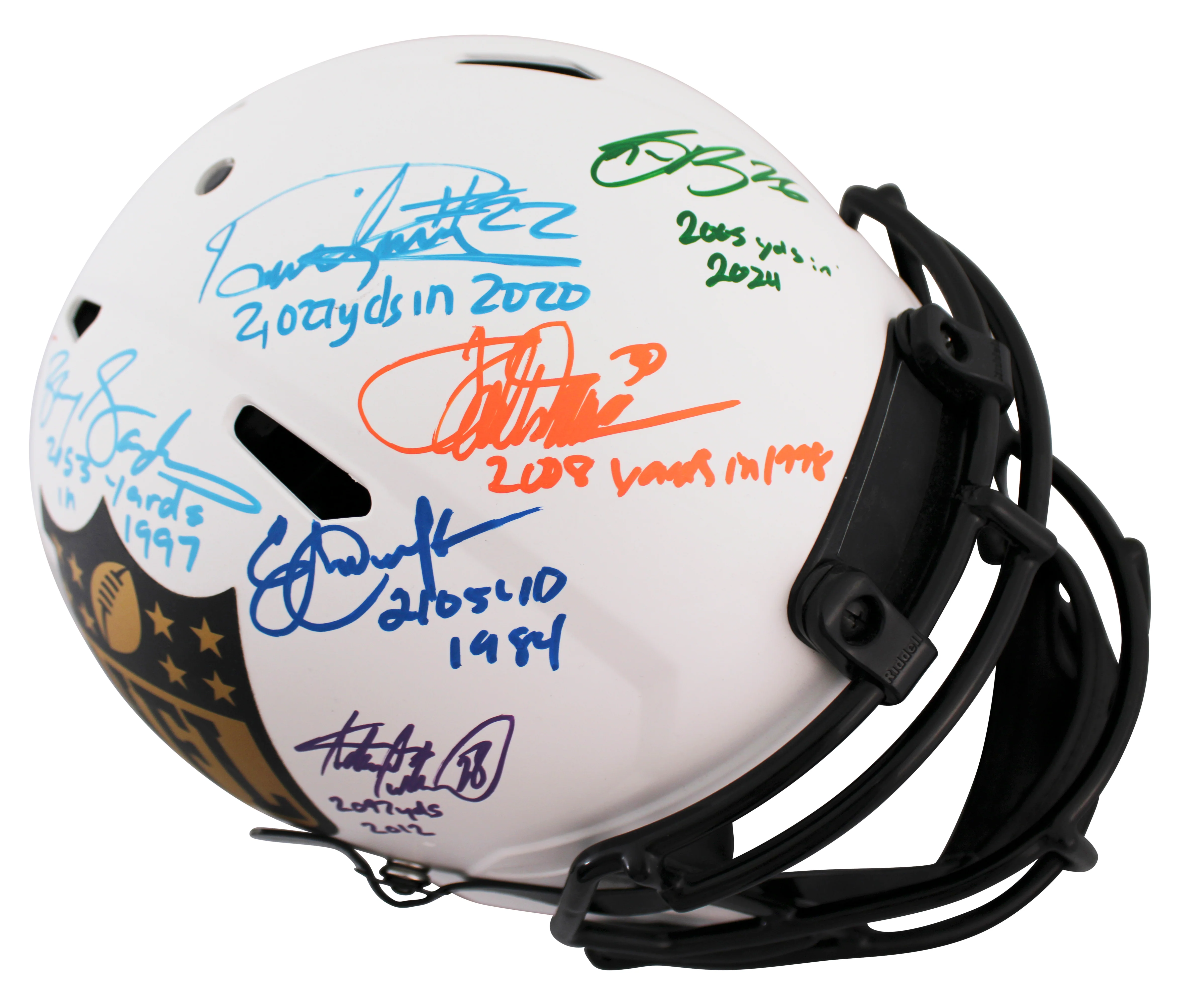 NFL 2k Rushers (9) Peterson, Sanders +7 Signed F/S Speed Proline Helmet BAS Wit - Image 5