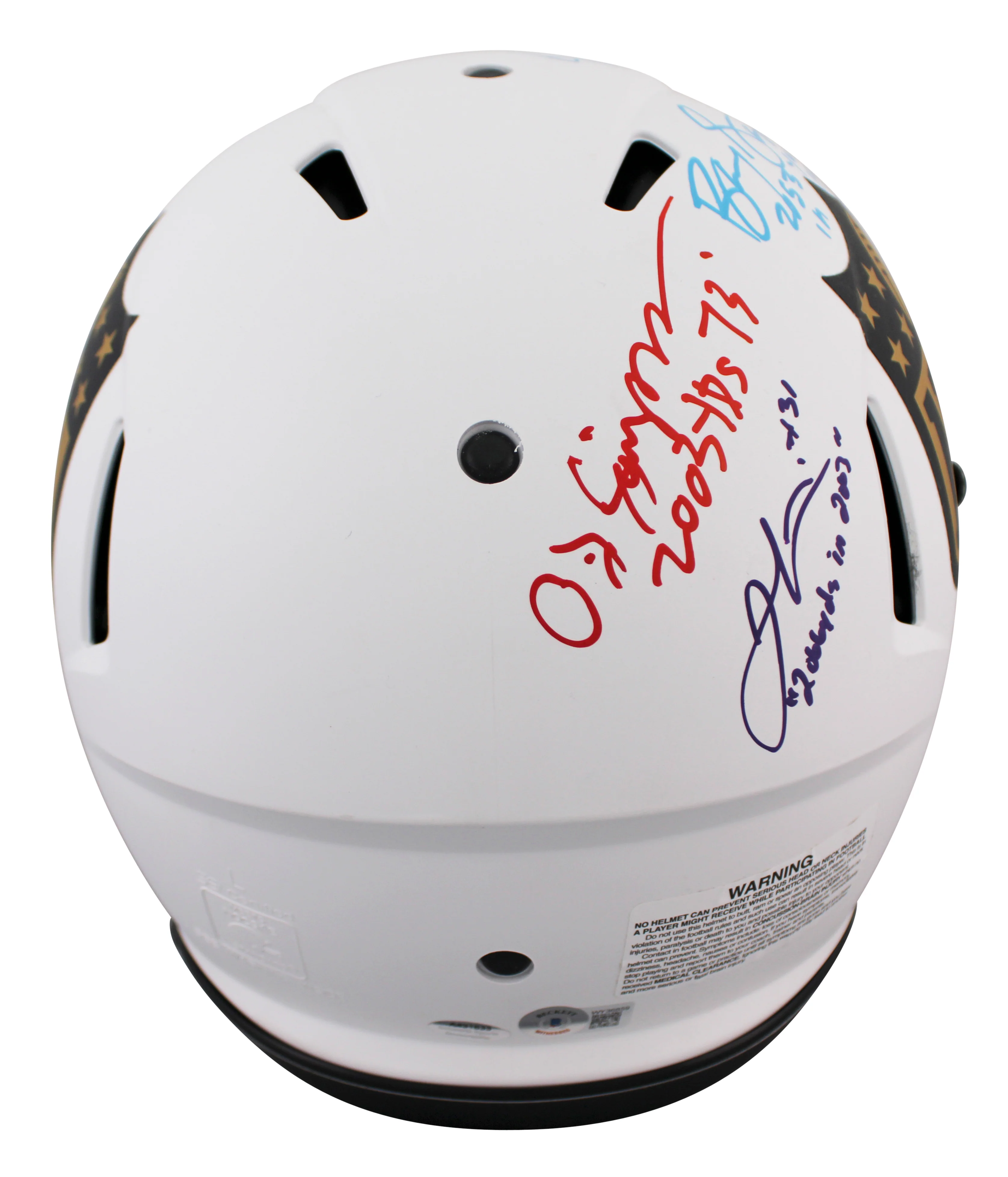 NFL 2k Rushers (9) Peterson, Sanders +7 Signed F/S Speed Proline Helmet BAS Wit - Image 7