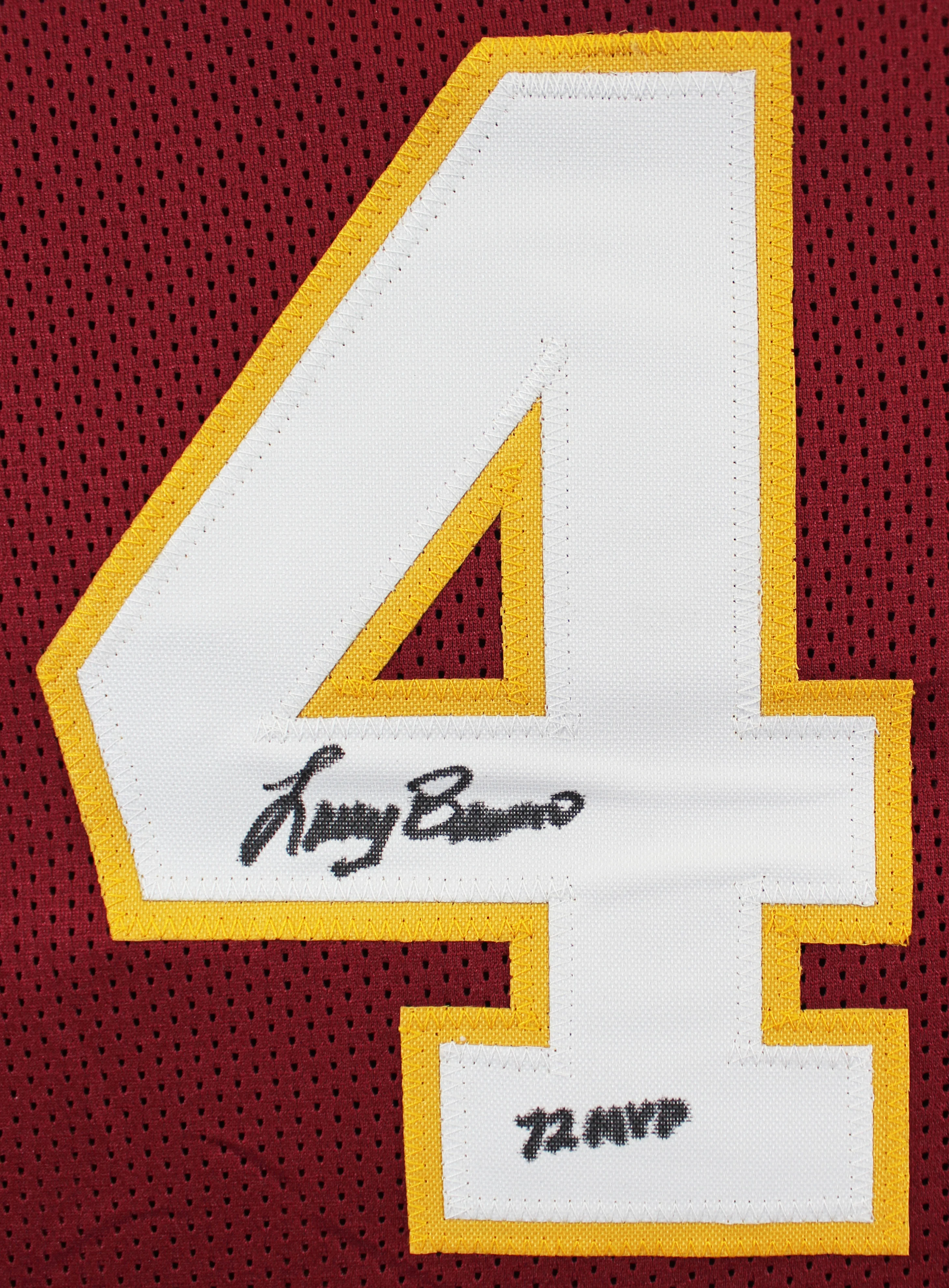 NFL MVPs (3) Theismann, Mosely & Brown Signed Maroon Pro Style Jersey BAS Wit - Image 5