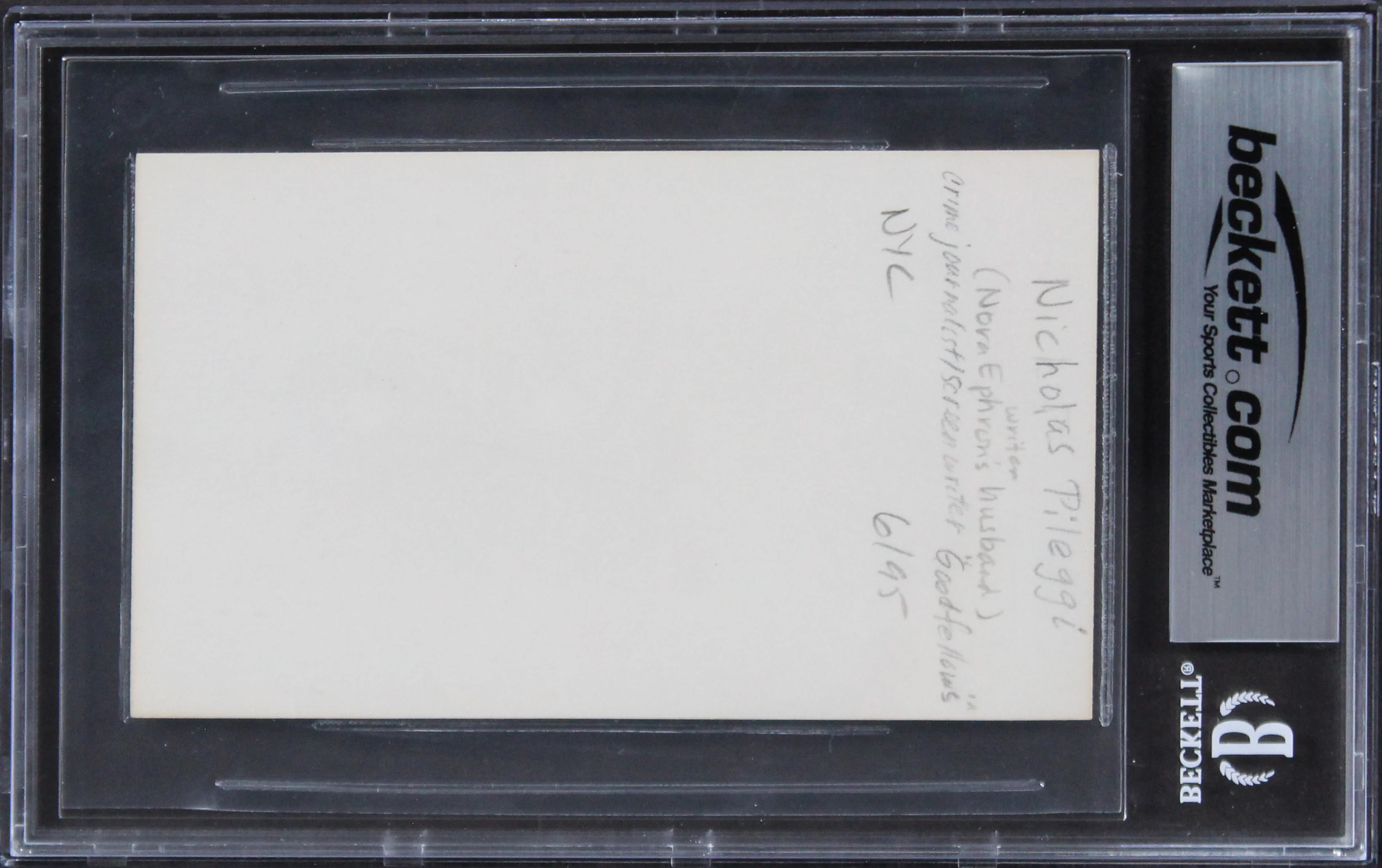 Nicholas Pileggi Goodfellas Authentic Signed 3x5 Index Card BAS Slabbed - Image 3
