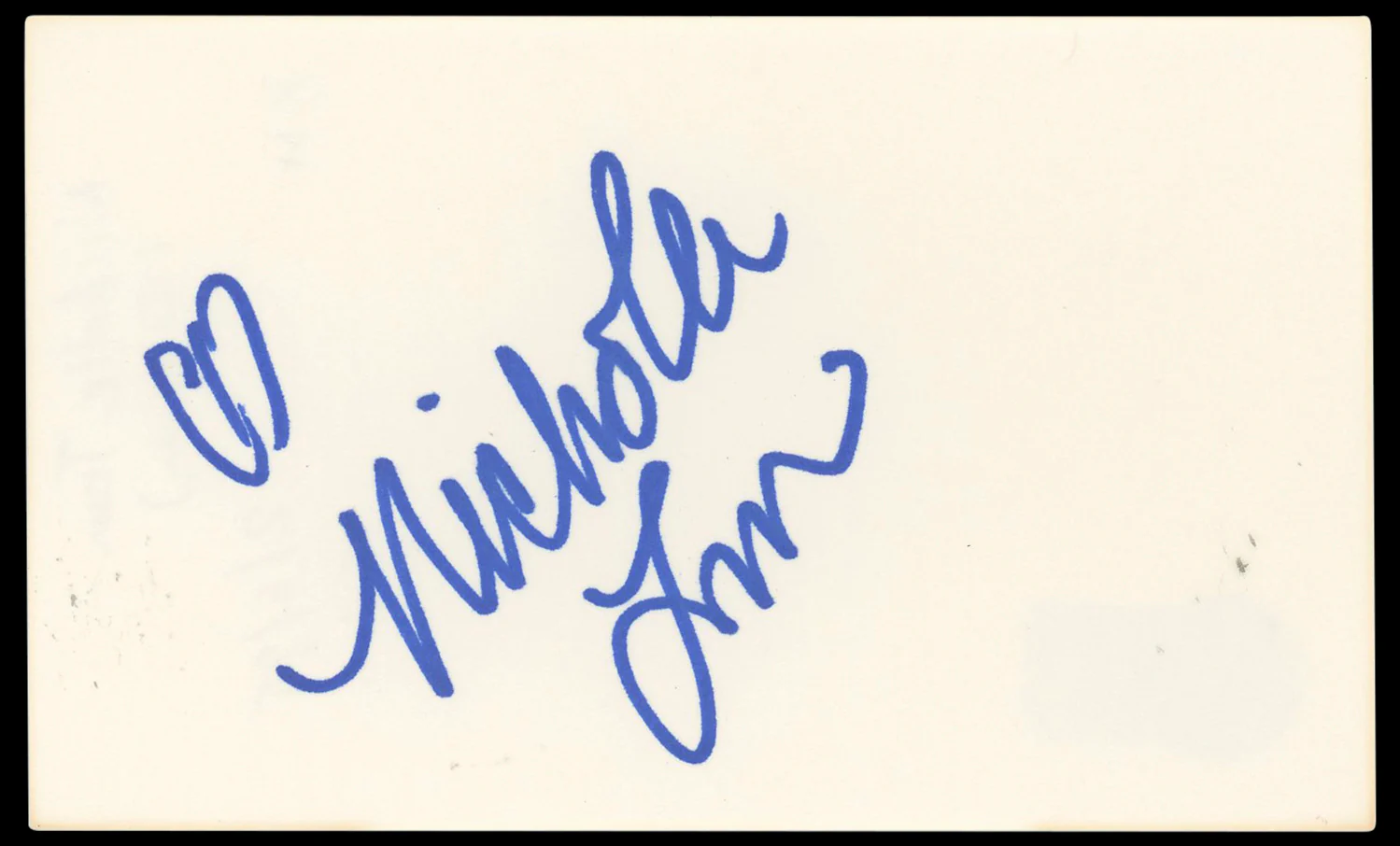 Nicholle Tom The Nanny Authentic Signed 3x5 Index Card Autographed BAS #BN33228