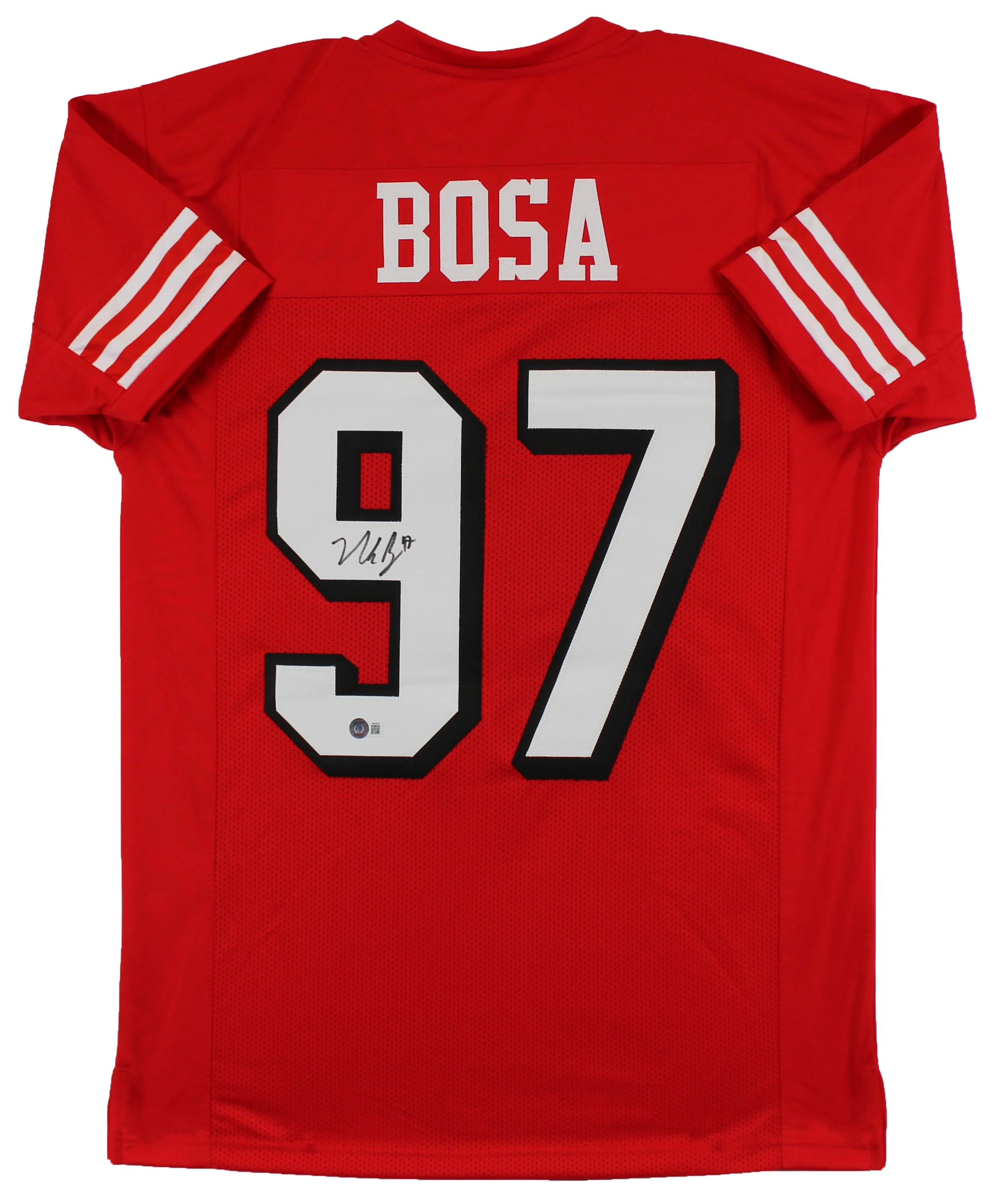 Nick Bosa Authentic Signed Red Pro Style Jersey w/ Dropshadow BAS Witnessed - Image 2