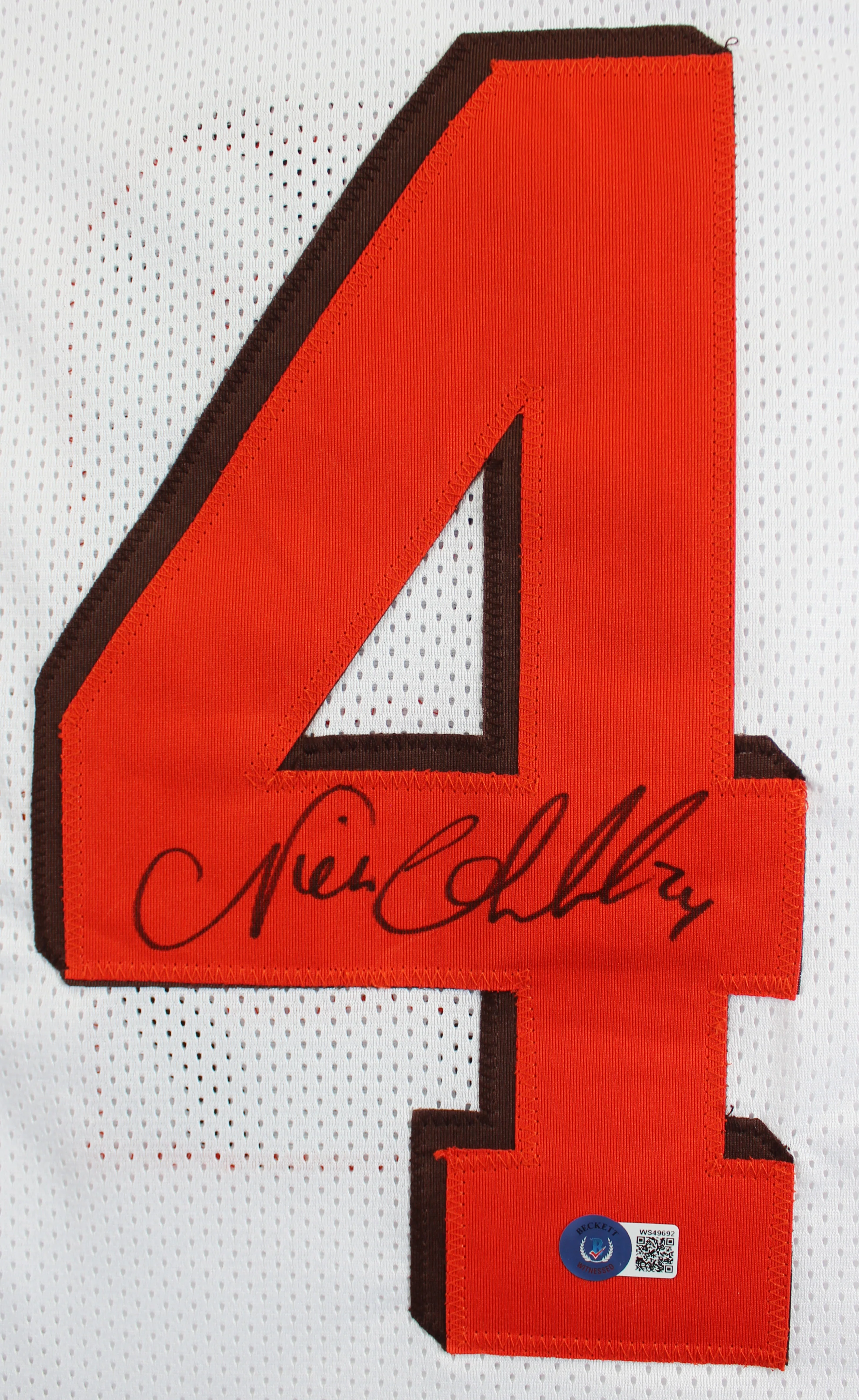 Nick Chubb Authentic Signed White Pro Style Jersey Autographed BAS Witnessed - Image 3