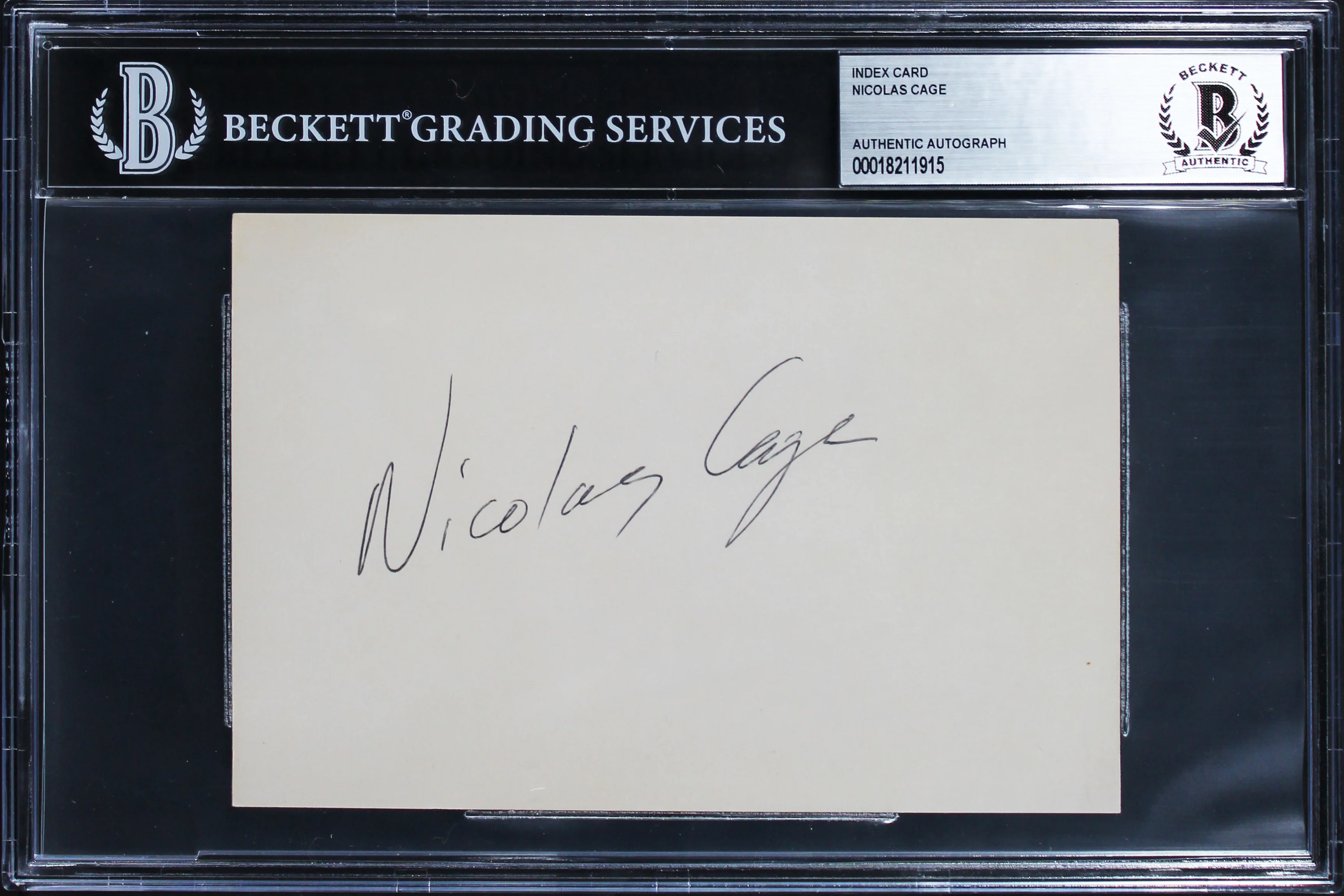 Nicolas Cage Face/Off Authentic Signed 4x6 Index Card Autographed BAS Slabbed 3