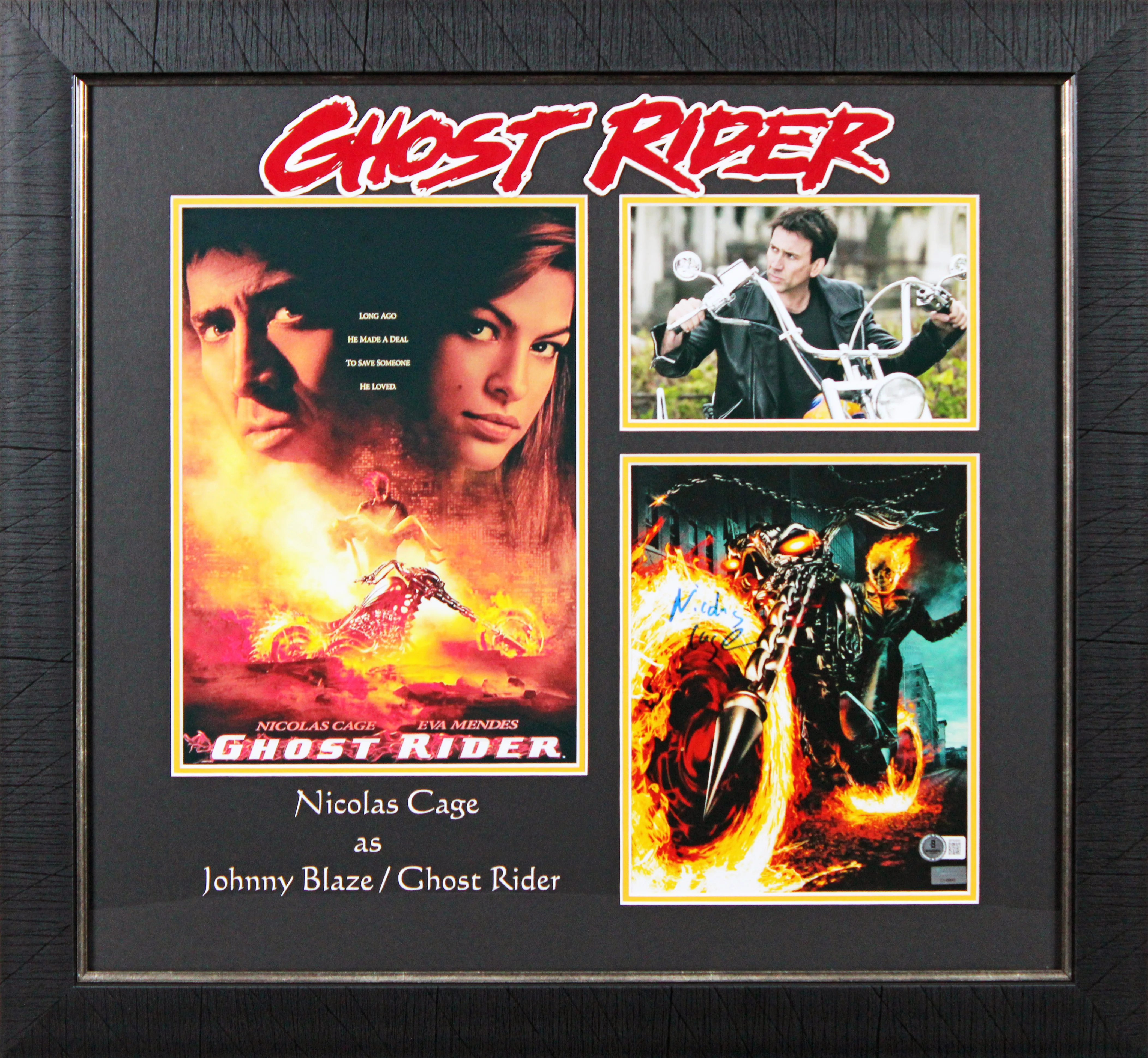 Nicolas Cage Ghost Rider Authentic Signed 8x10 Framed Vertical Photo BAS - Image 2