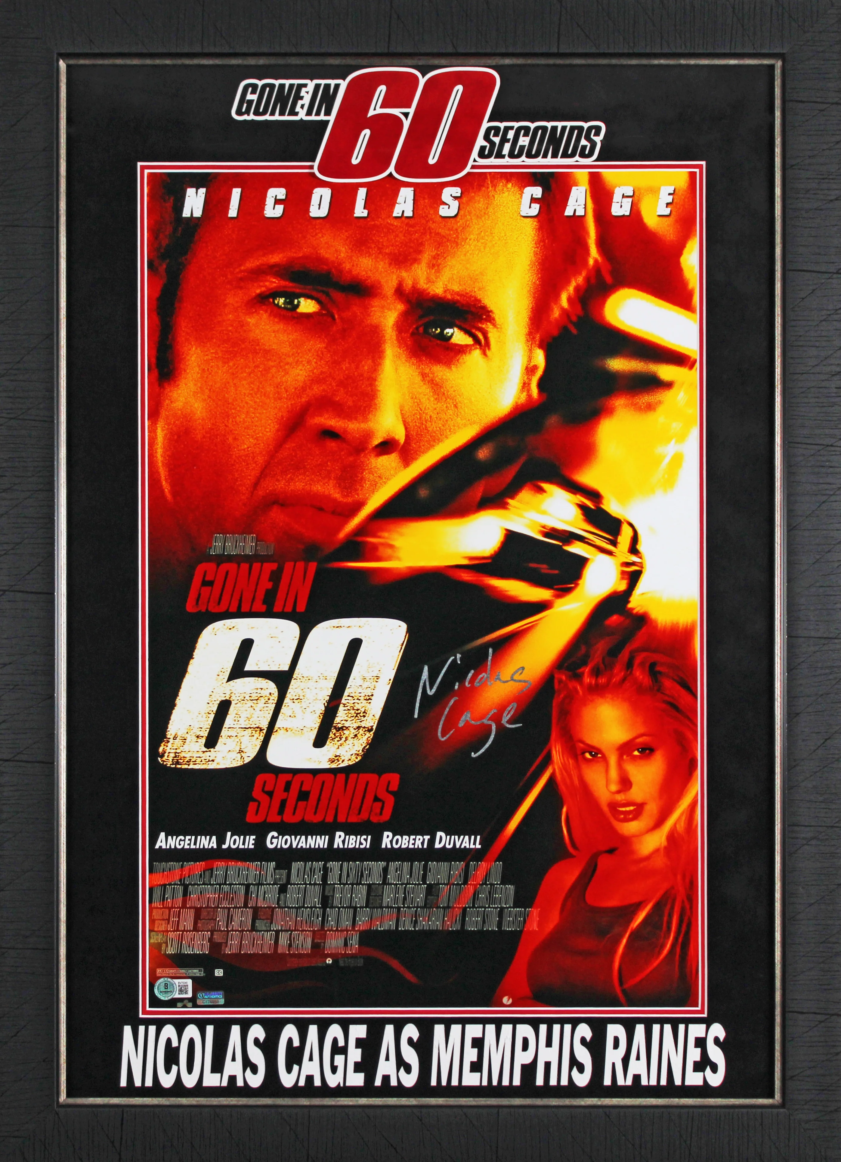 Nicolas Cage Gone in 60 Seconds Authentic Signed Framed 16x24 Photo BAS - Image 2