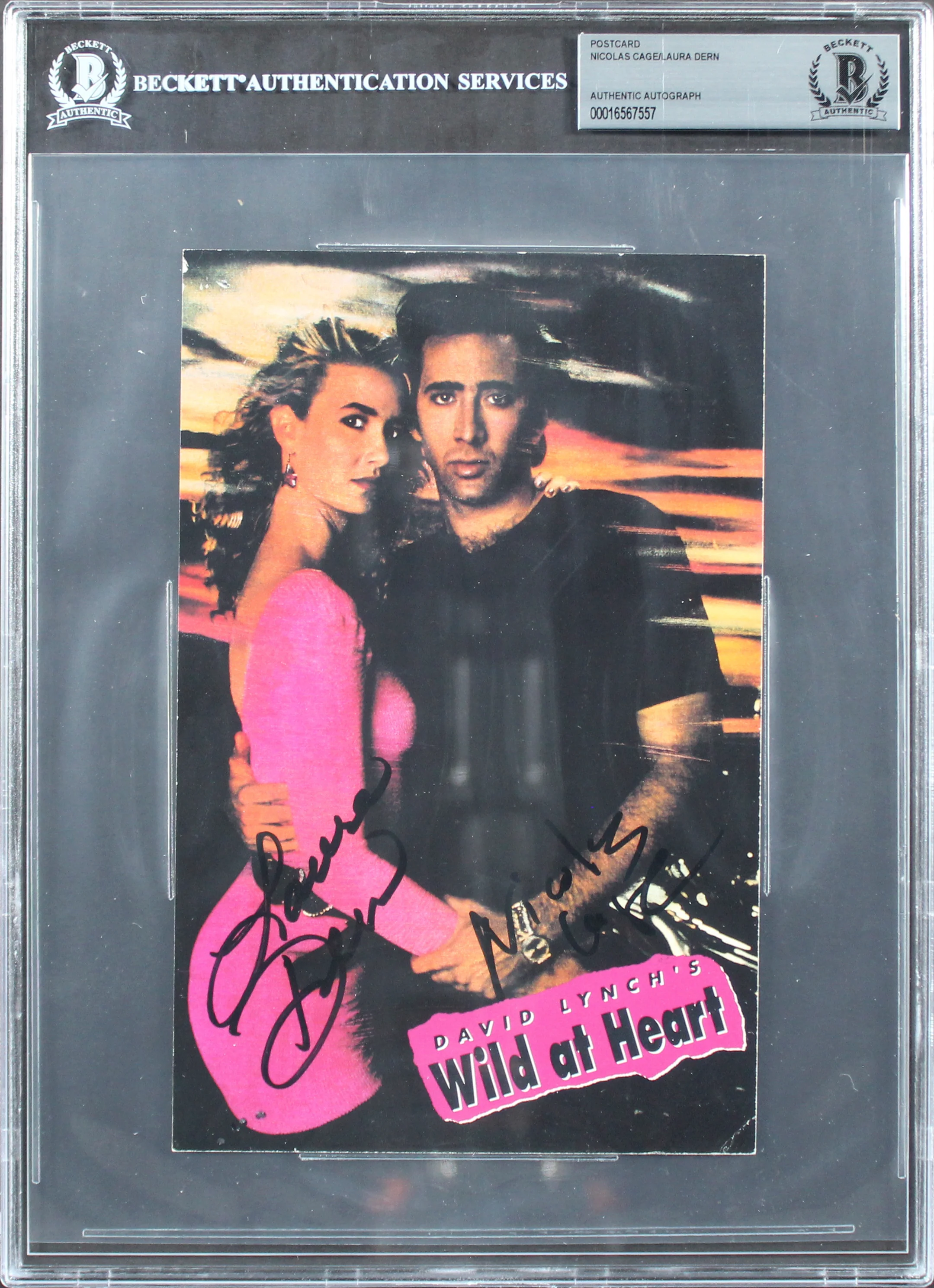 Nicolas Cage & Laura Dern Wild At Heart Signed 5.5x8.5 Postcard BAS Slabbed 2 - Image 2