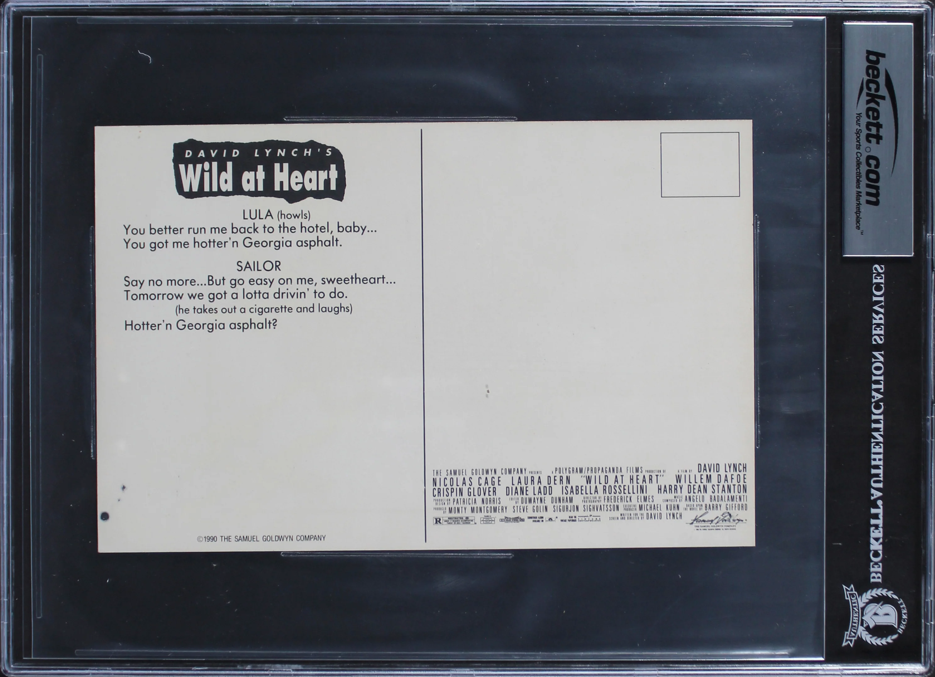 Nicolas Cage & Laura Dern Wild At Heart Signed 5.5x8.5 Postcard BAS Slabbed 2 - Image 3