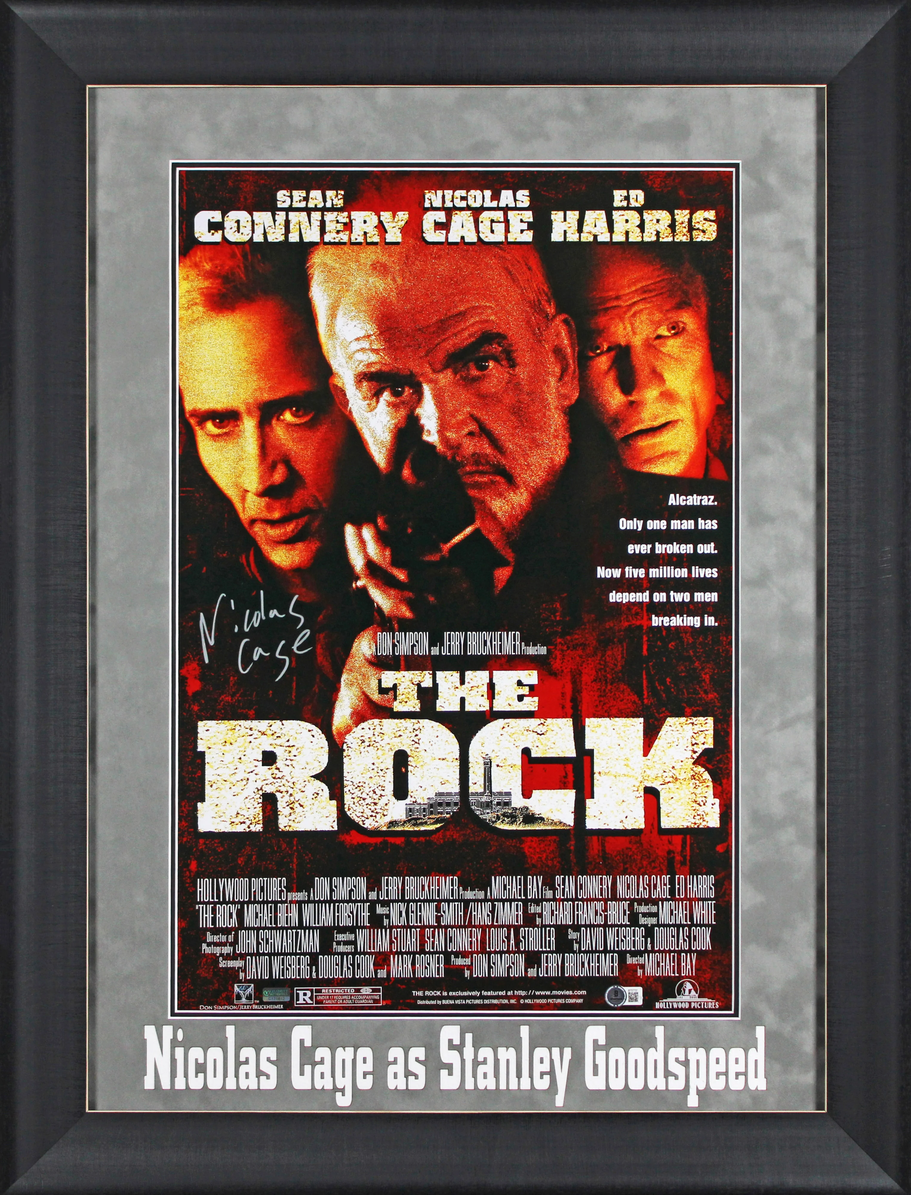 Nicolas Cage The Rock Authentic Signed Framed 16x24 Photo Autographed BAS - Image 2