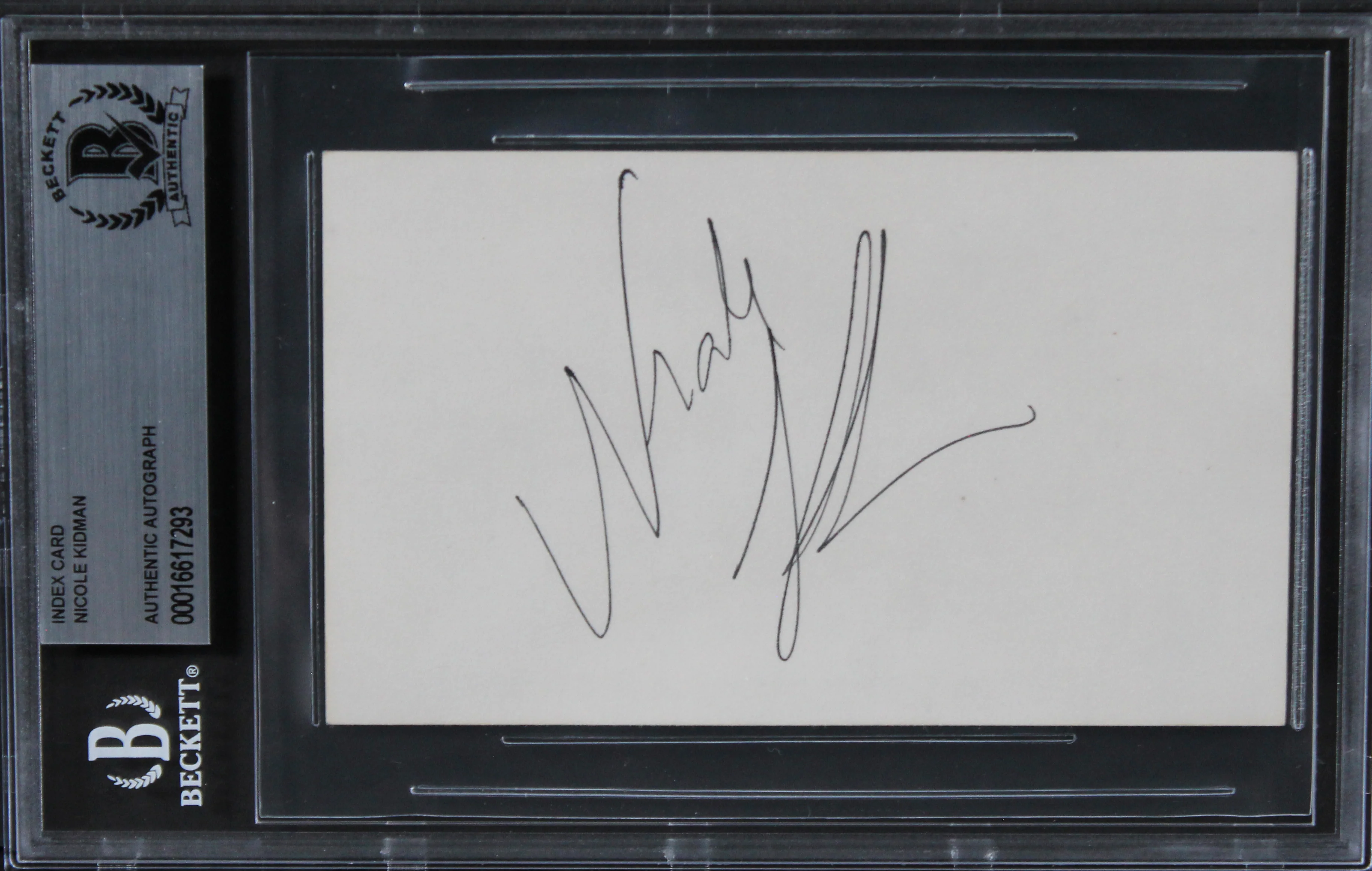 Nicole Kidman Moulin Rouge Authentic Signed 3x5 Index Card BAS Slabbed