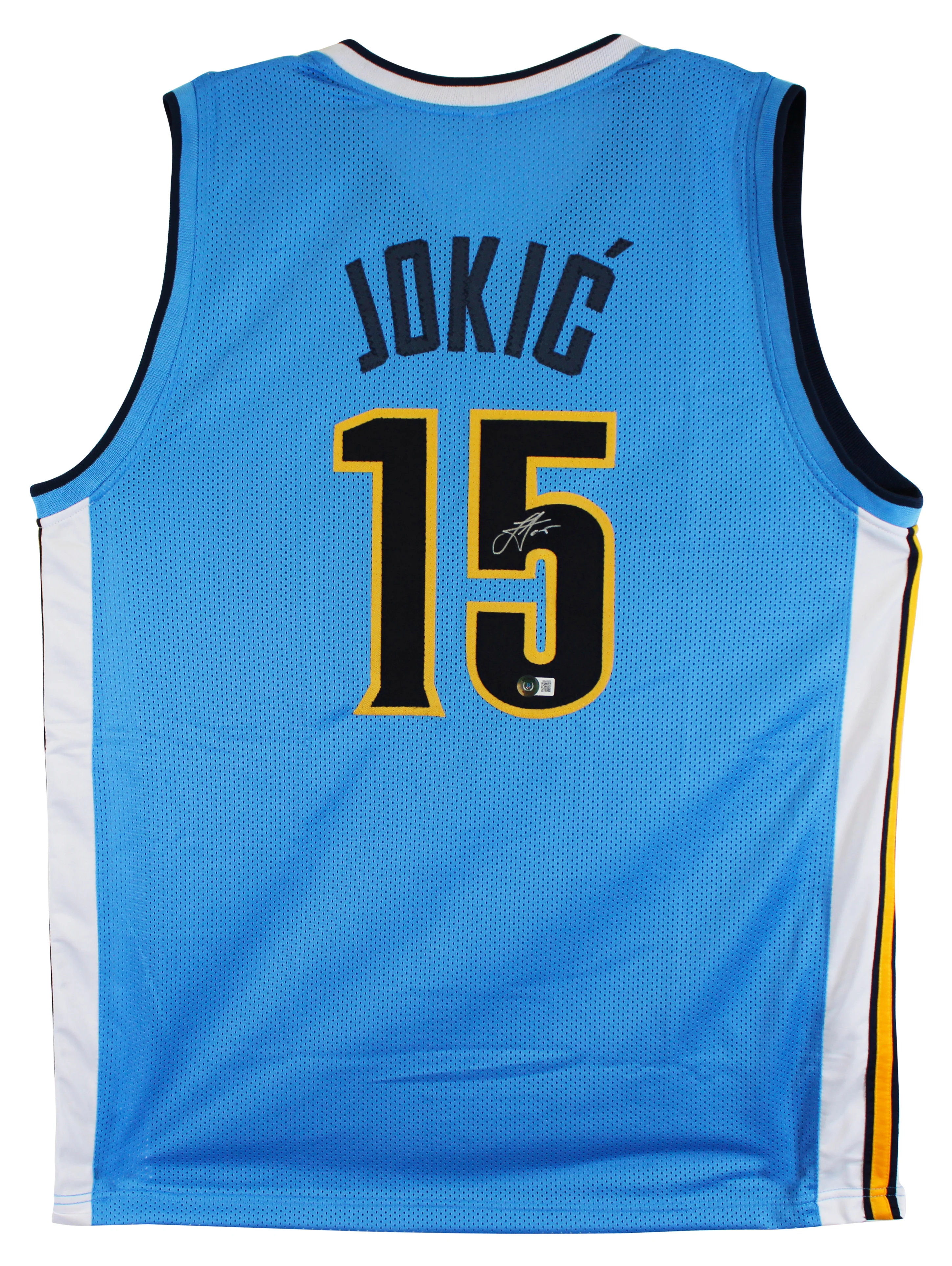 Nikola Jokic Authentic Signed Light Blue Throwback Pro Style Jersey BAS Witness - Image 2