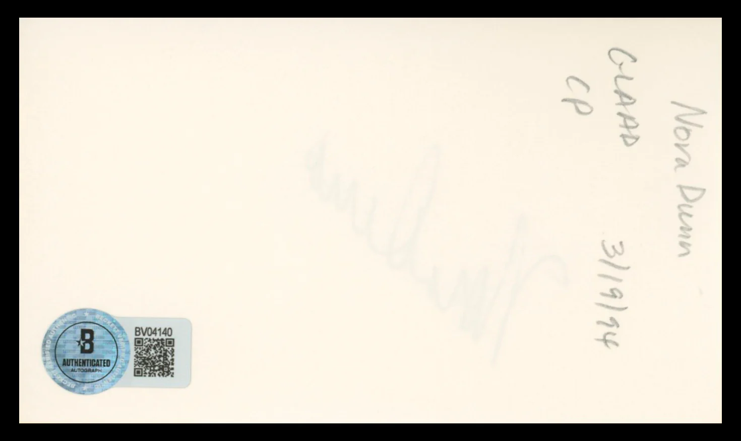 Nora Dunn Saturday Night Live Authentic Signed 3x5 Index Card BAS #BV04140 - Image 3