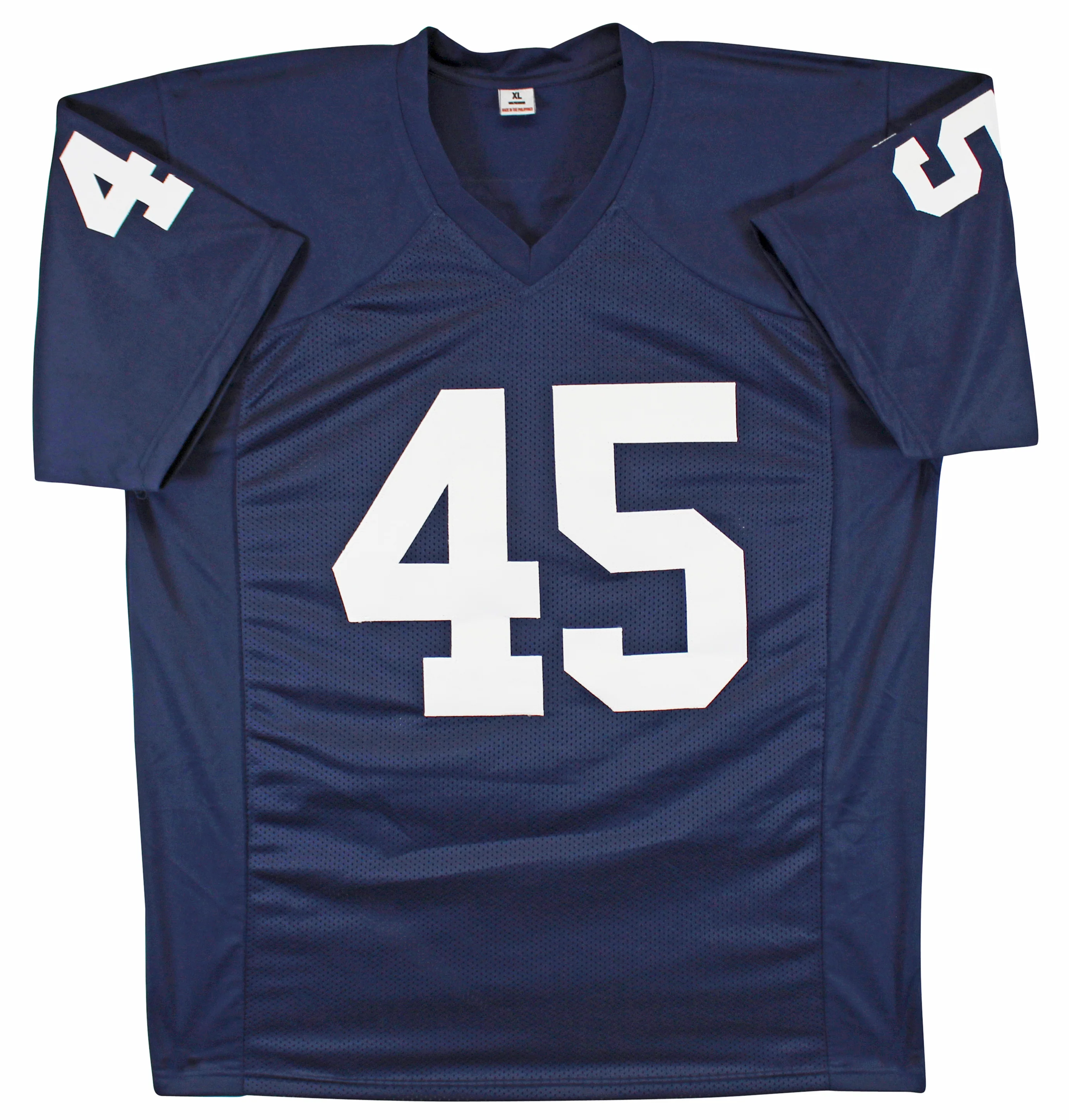 Notre Dame Rudy Ruettiger & Sean Astin Signed Navy Pro Style Jersey BAS Witness - Image 6