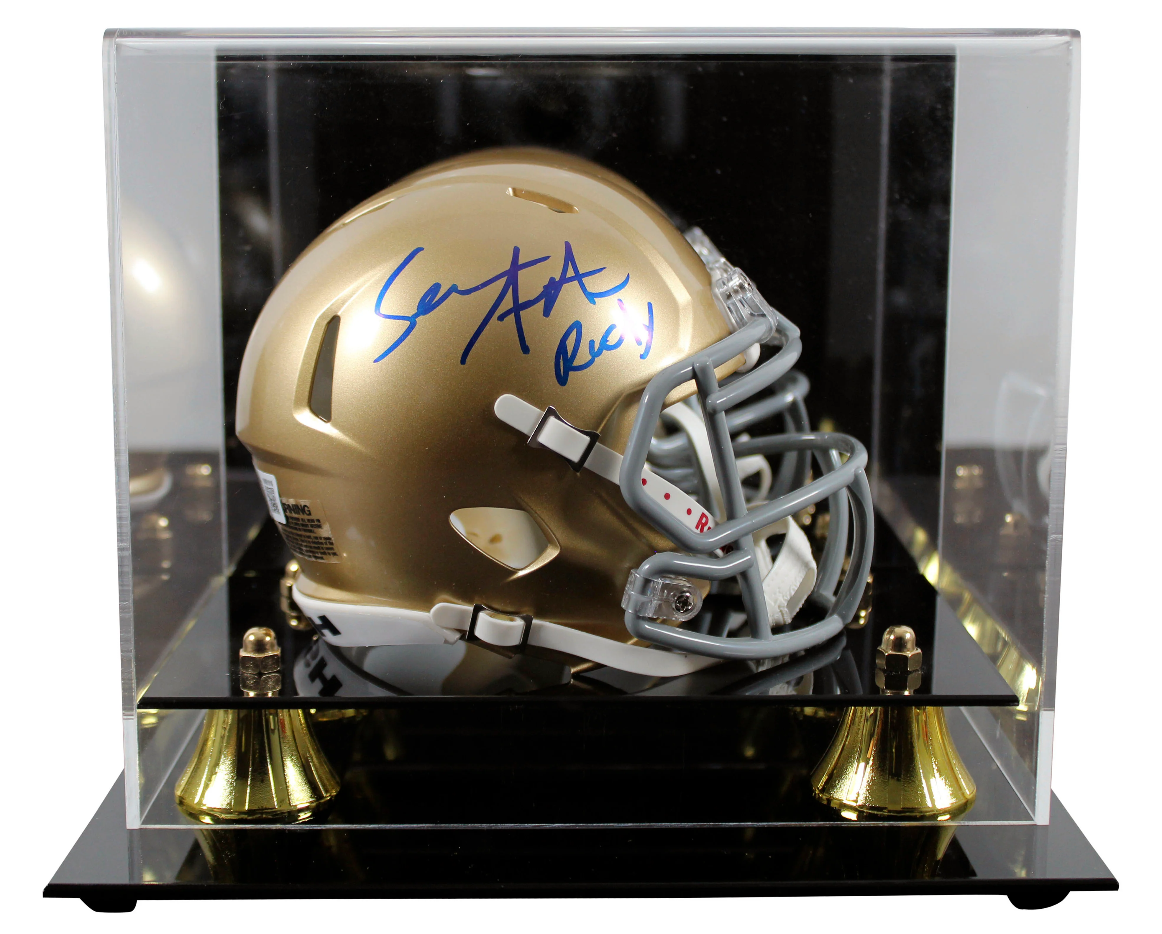 Notre Dame Sean Astin "Rudy" Authentic Signed Speed Mini Helmet w/ Case BAS Wit - Image 2