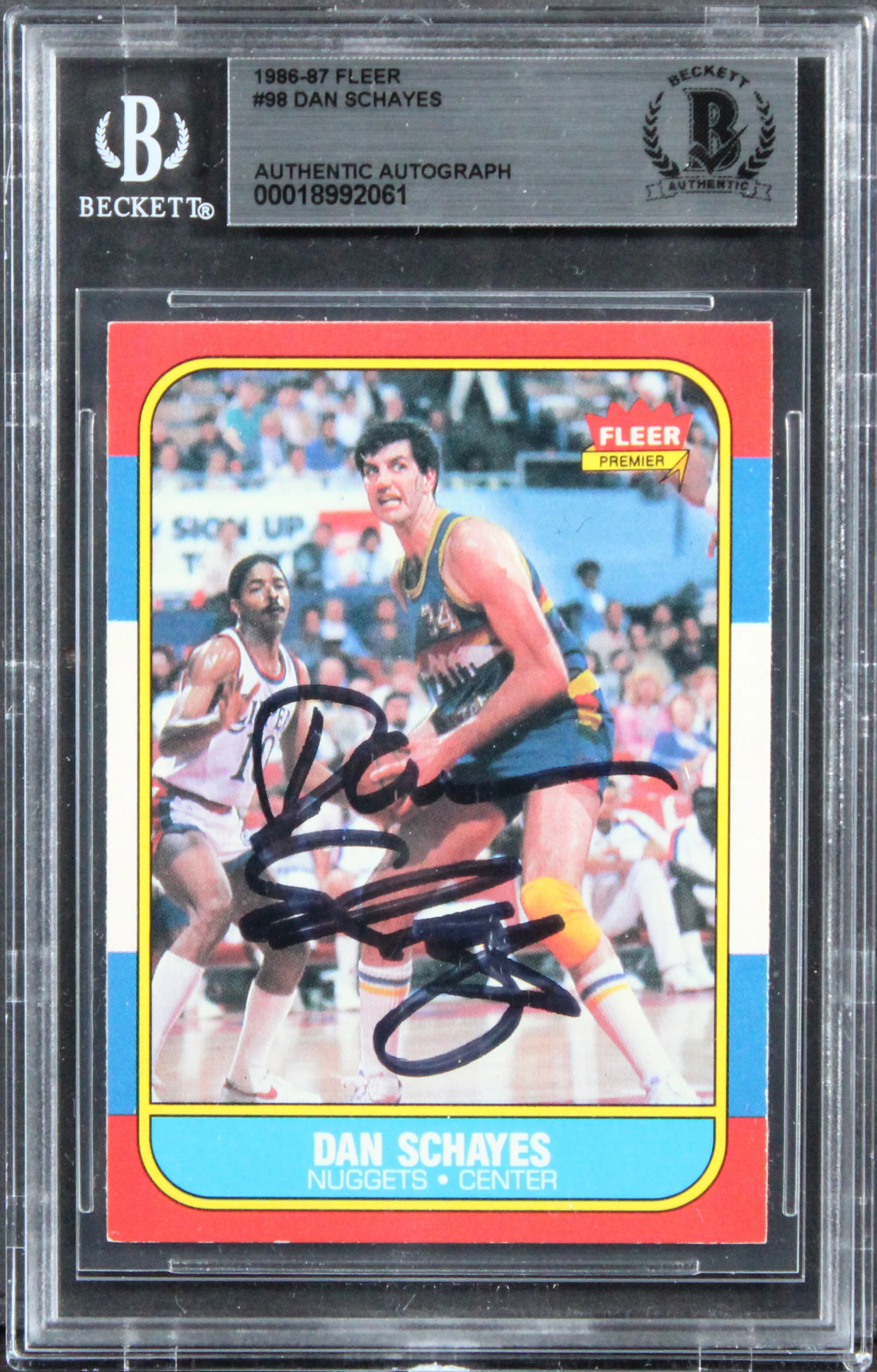 Nuggets Dan Schayes Authentic 1986 Fleer #98 Card Autographed BAS Slabbed - Image 2