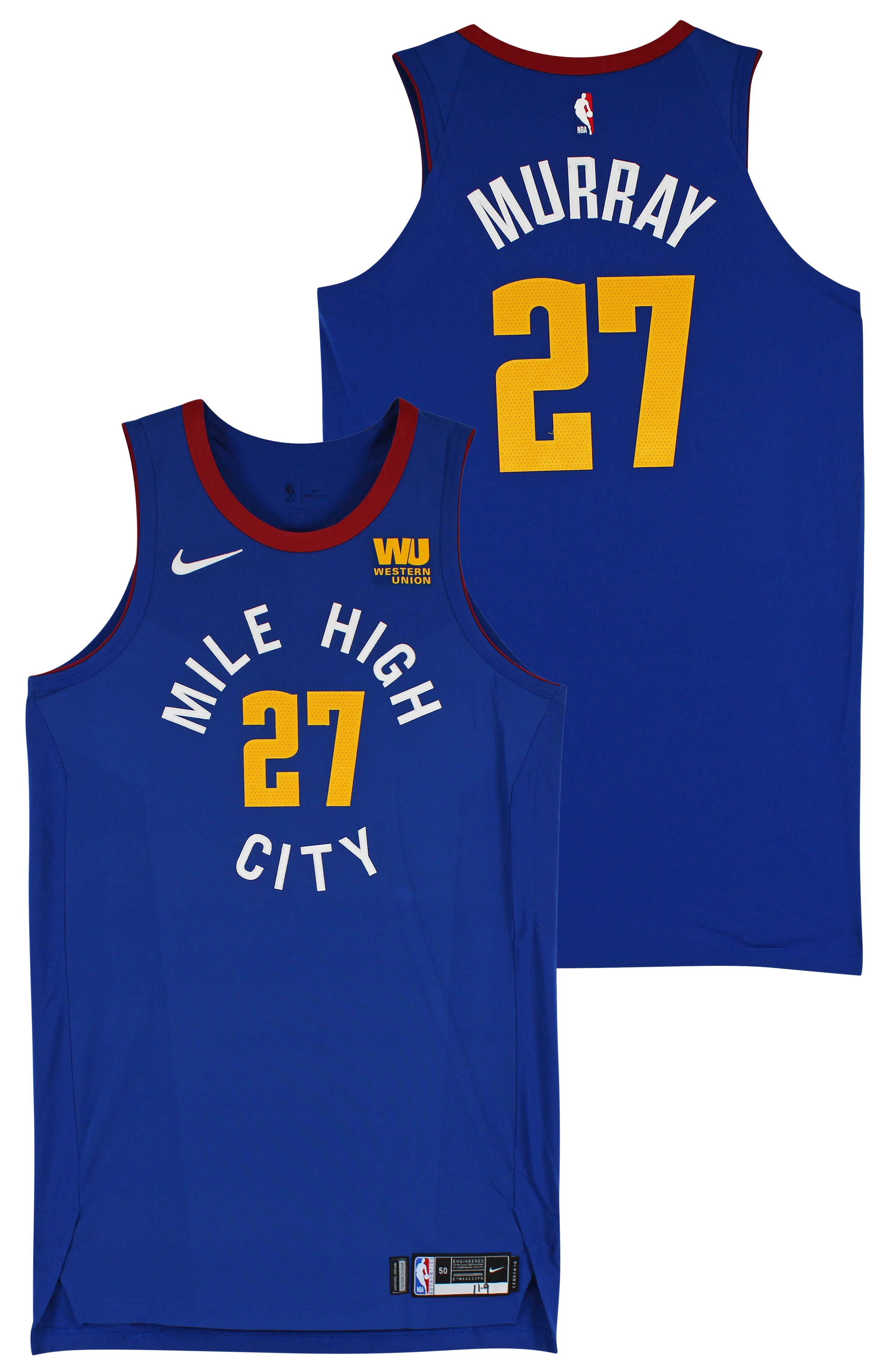 Nuggets Jamal Murray November 9, 2018 Game Used Blue Nike Jersey - Image 2