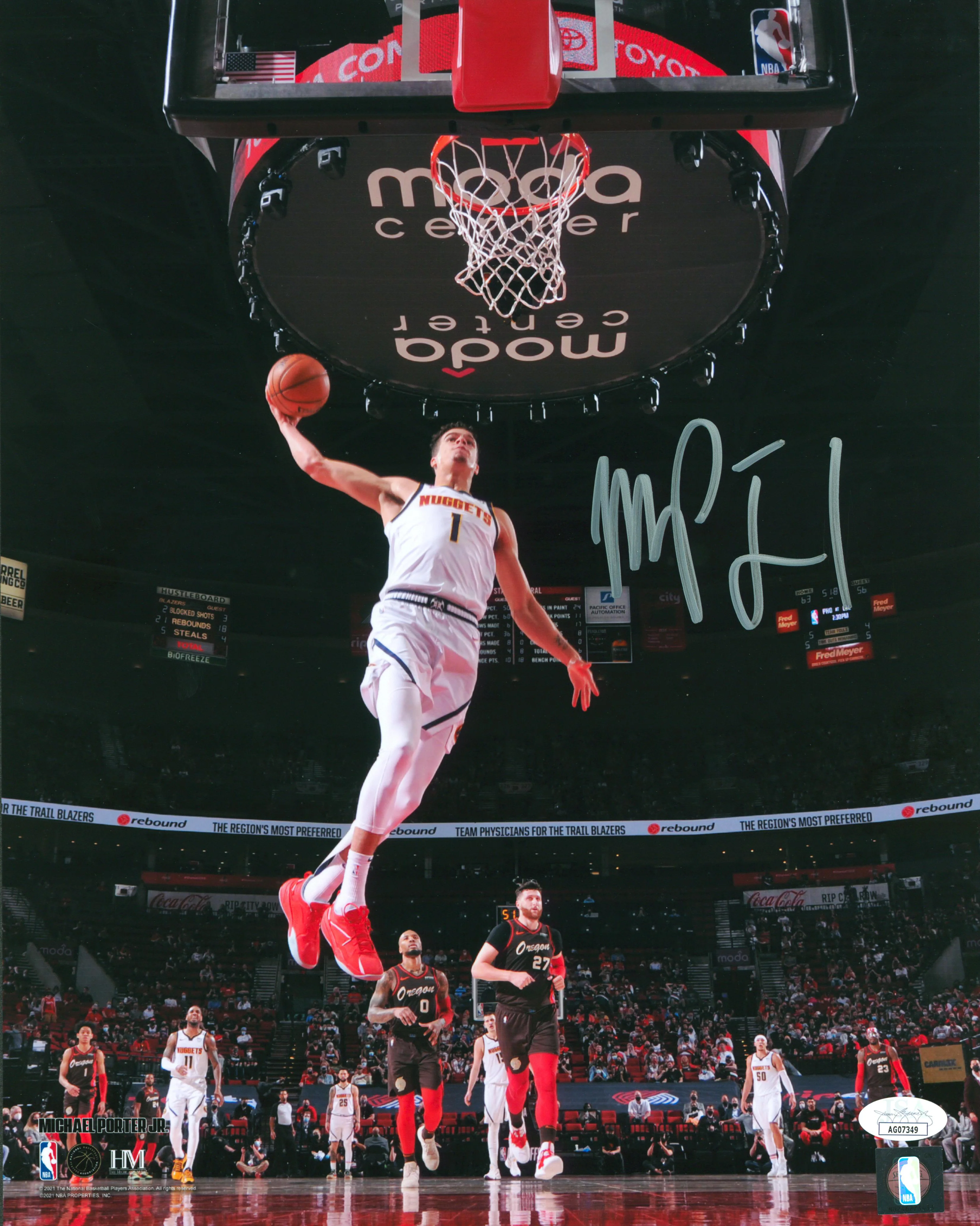 Nuggets Michael Porter Jr. Authentic Signed Vertical Dunk Photo Autographed JSA - Image 2