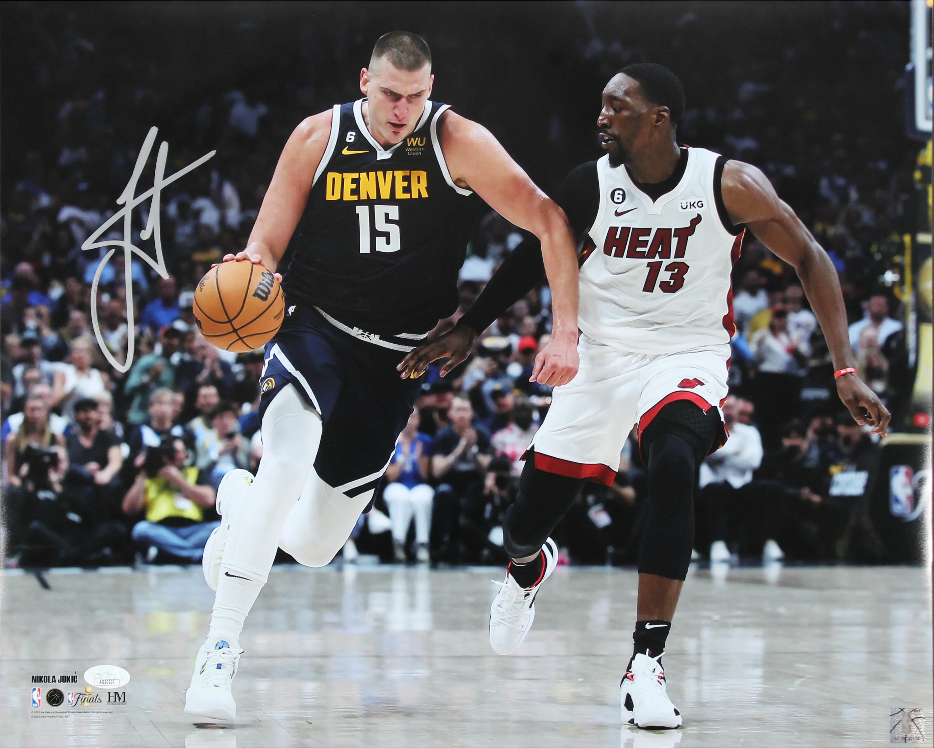 Nuggets Nikola Jokic Authentic Signed 16x20 Horizontal Driving Photo Vs Heat JSA - Image 2