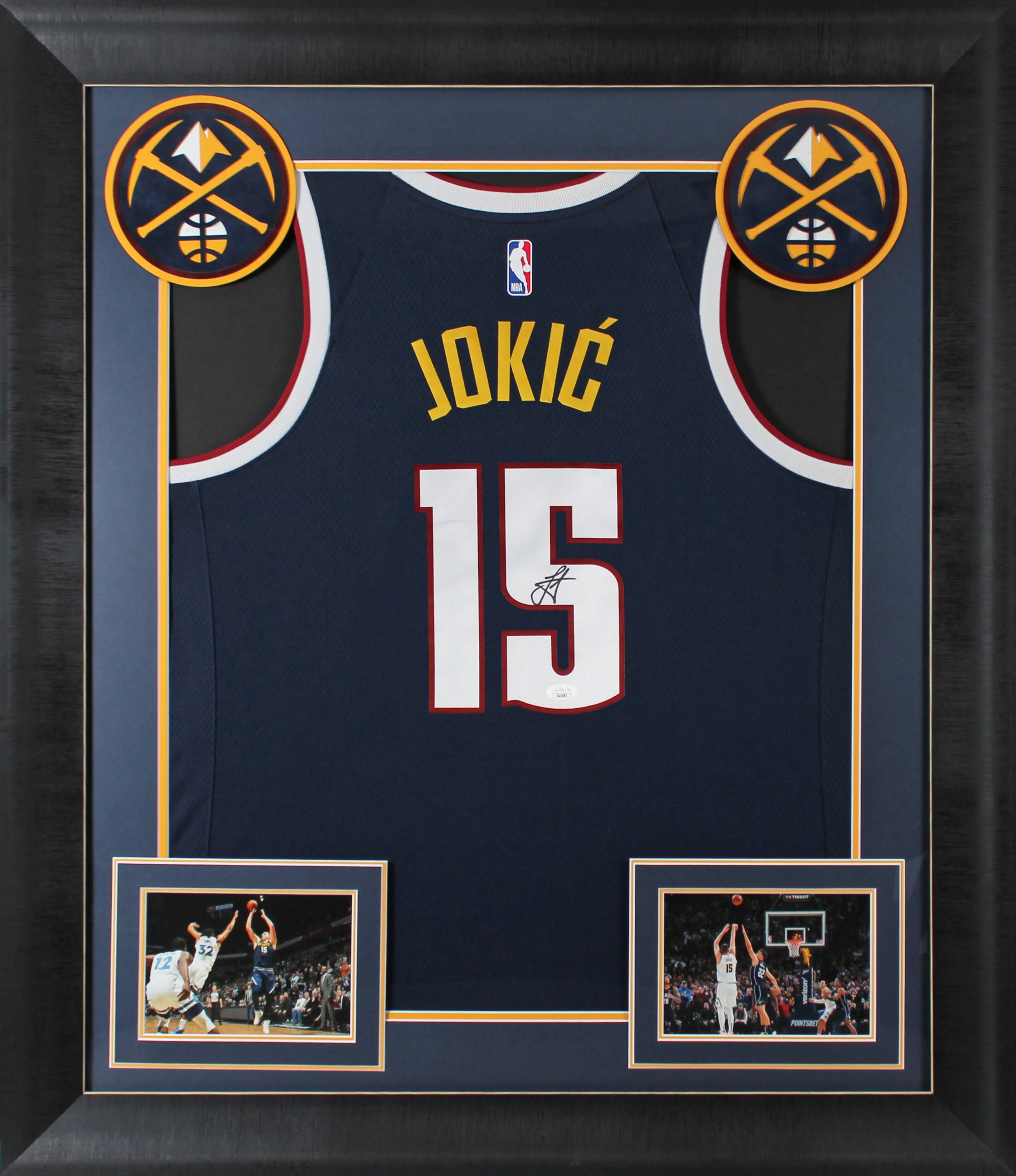 Nuggets Nikola Jokic Authentic Signed Navy Blue Nike Swingman Framed Jersey JSA - Image 2