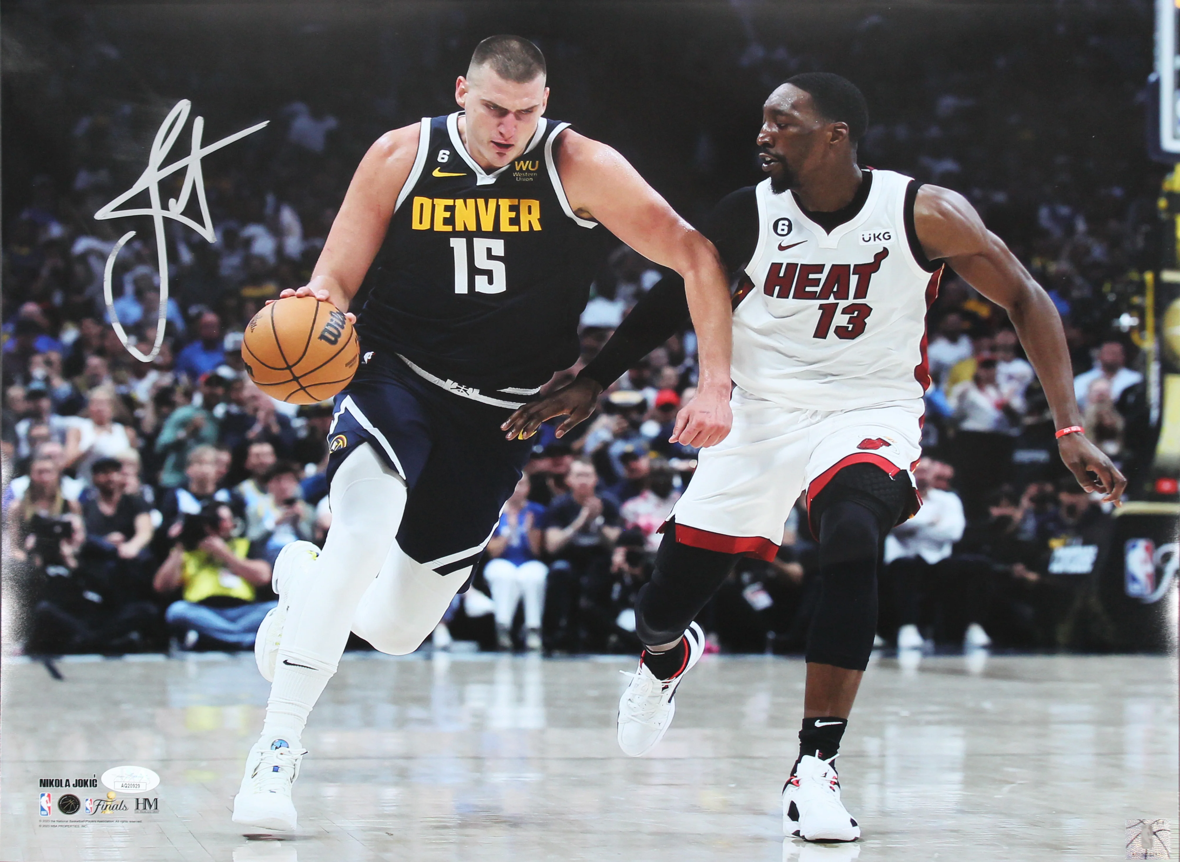 Nuggets Nikola Jokic Signed 16x20 Horizontal Driving Photo Vs Heat JSA #AQ20929 - Image 2