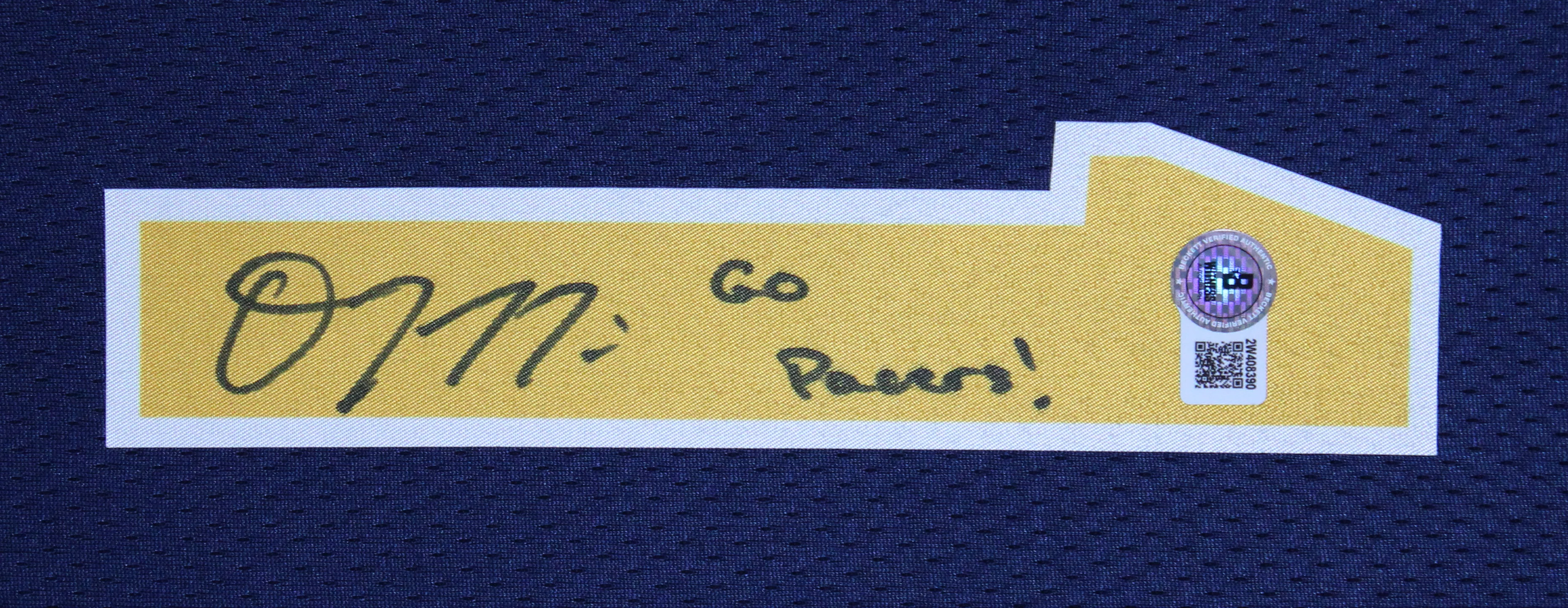 Obi Toppin "Go Pacers!" Signed Navy Pro Style Framed Jersey BAS Witnessed - Image 3