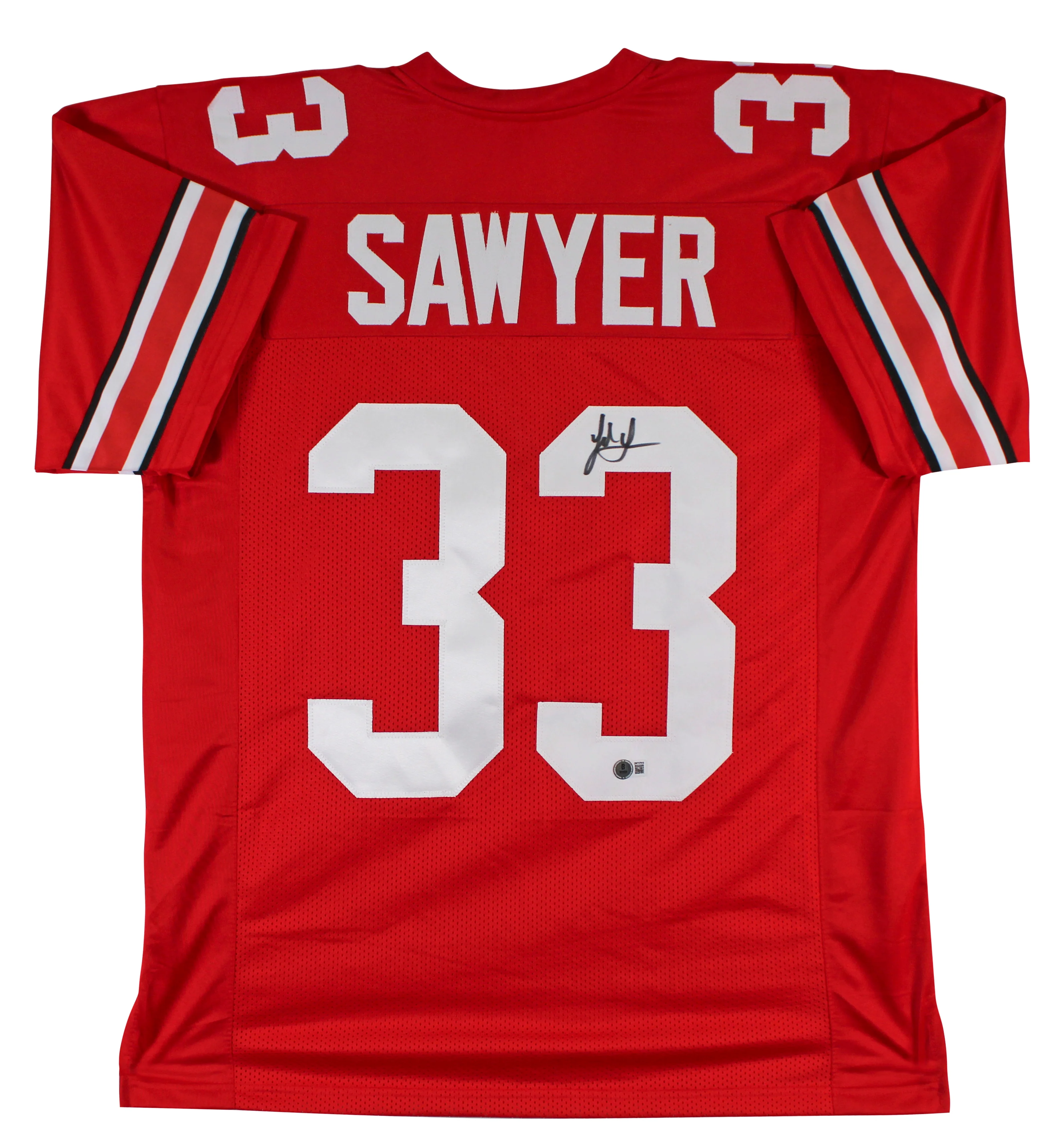 Ohio State Jack Sawyer Authentic Signed Red Pro Style Jersey BAS Witnessed - Image 2
