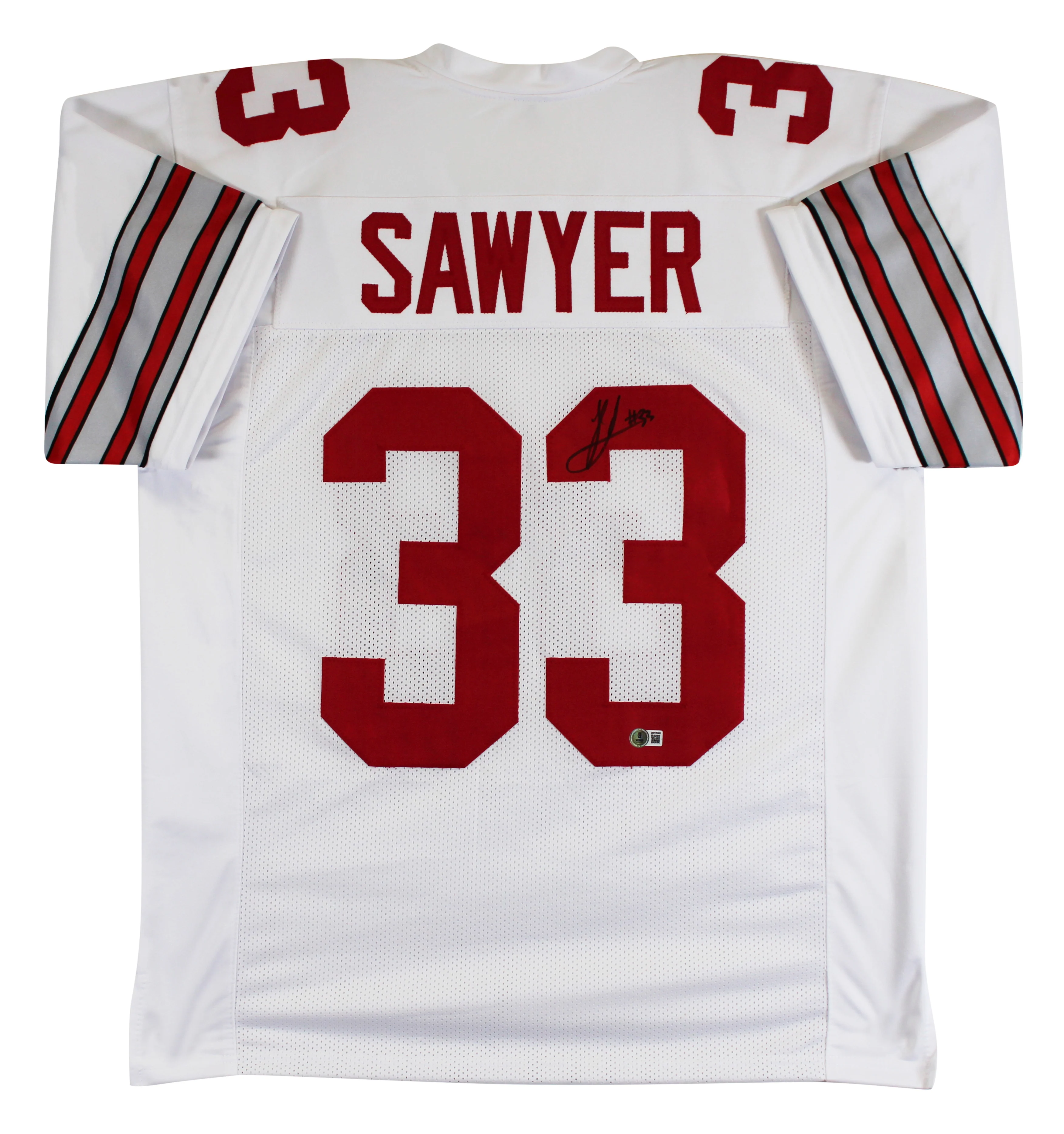 Ohio State Jack Sawyer Authentic Signed White Pro Style Jersey BAS Witnessed - Image 2
