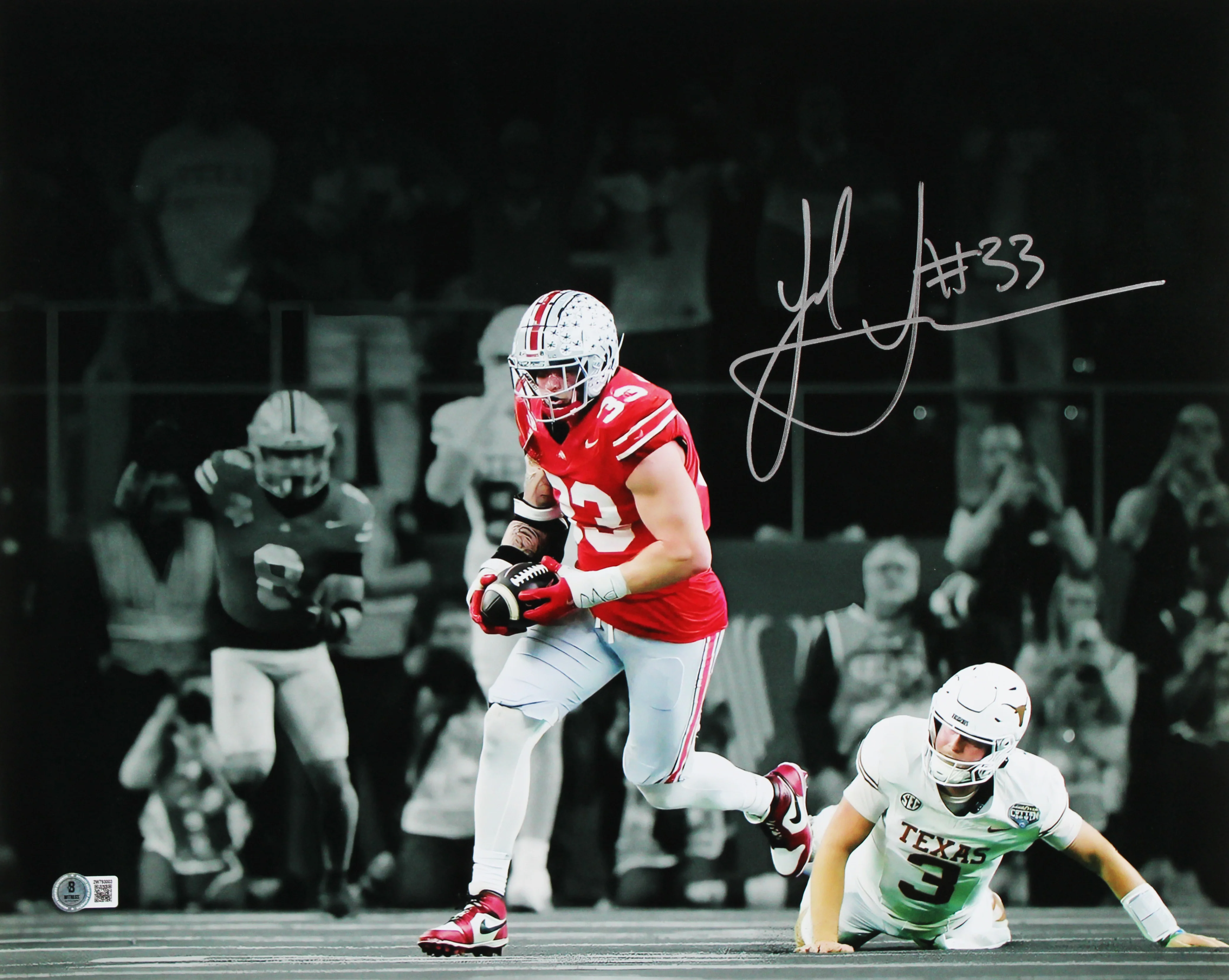 Ohio State Jack Sawyer Signed 16x20 Framed Horizontal Spotlight Photo BAS Witn - Image 3