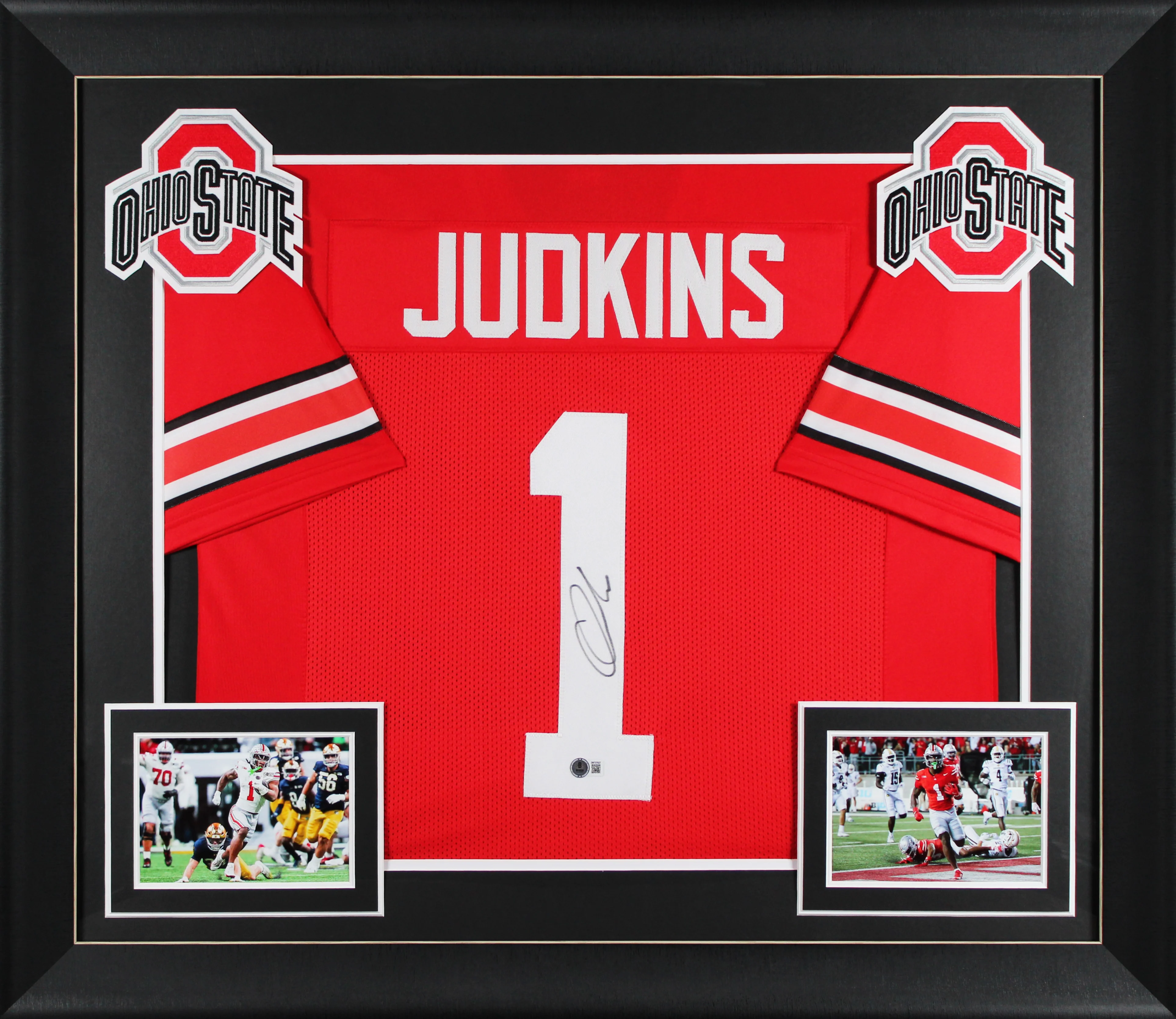 Ohio State Quinshon Judkins Authentic Signed Red Pro Style Framed Jersey BAS Wit - Image 2