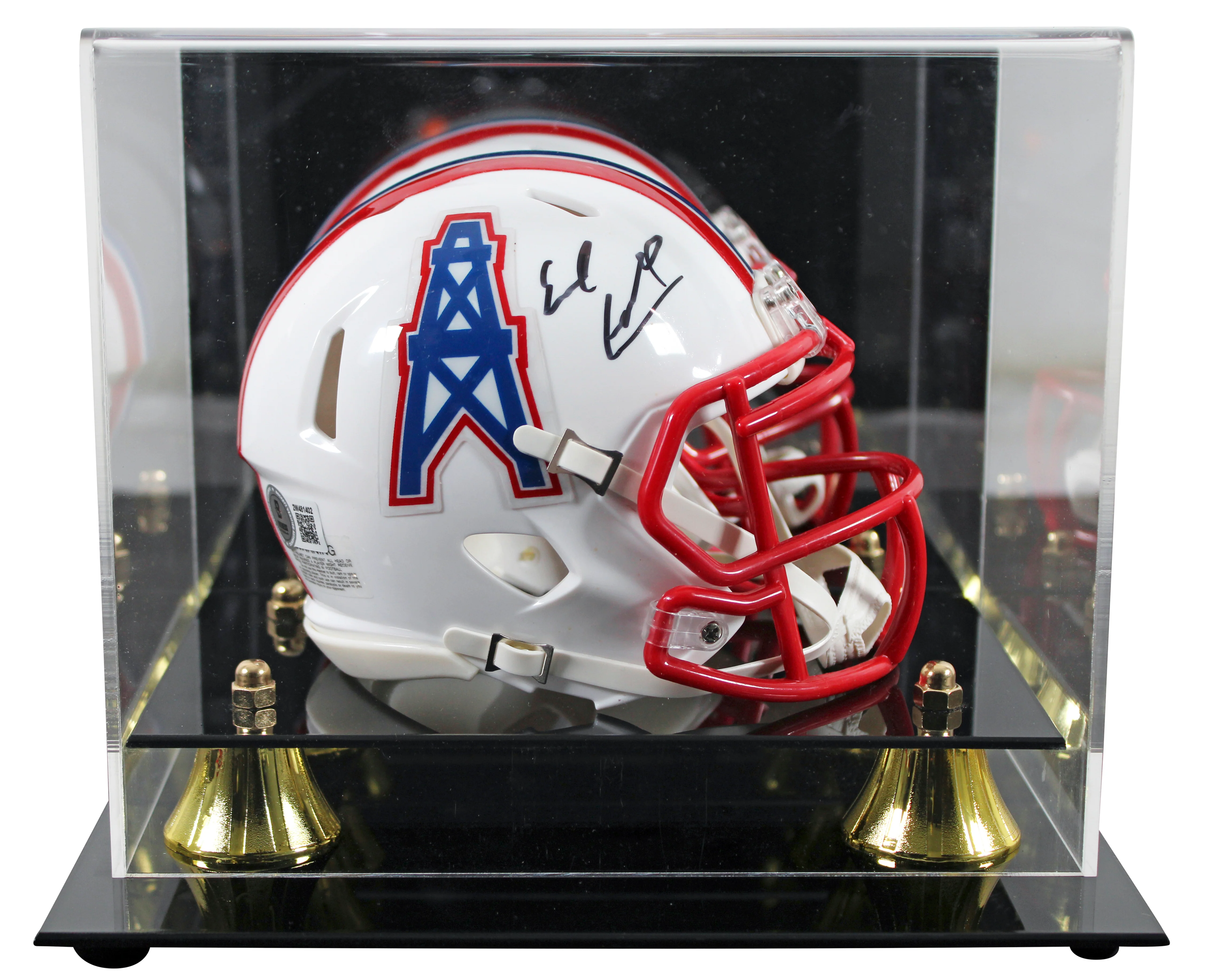 Oilers Earl Campbell Signed 1981-98 TB Speed Mini Helmet w/ Case BAS Witnessed - Image 2